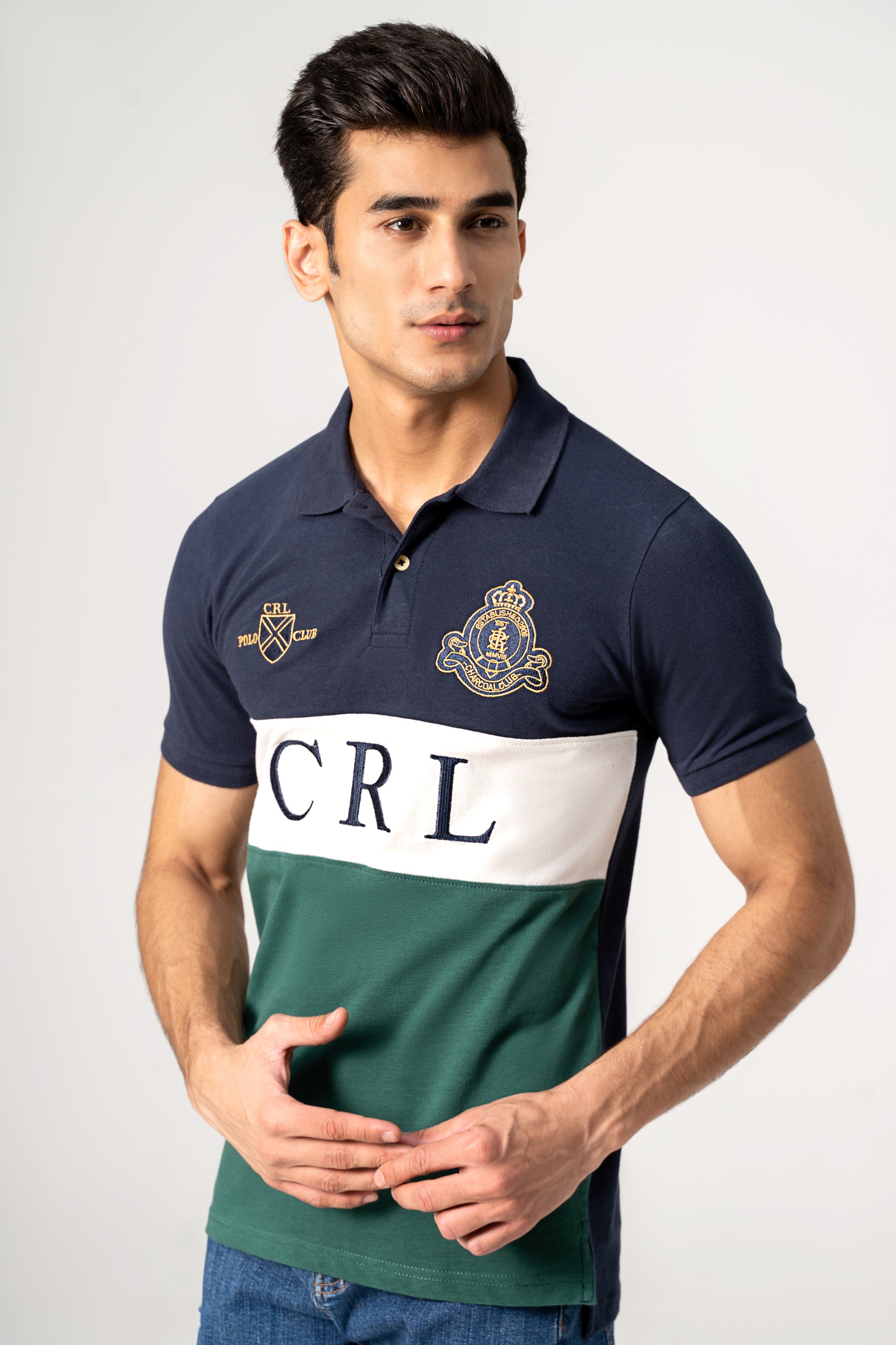 FASHION POLO NAVY WHITE GREEN