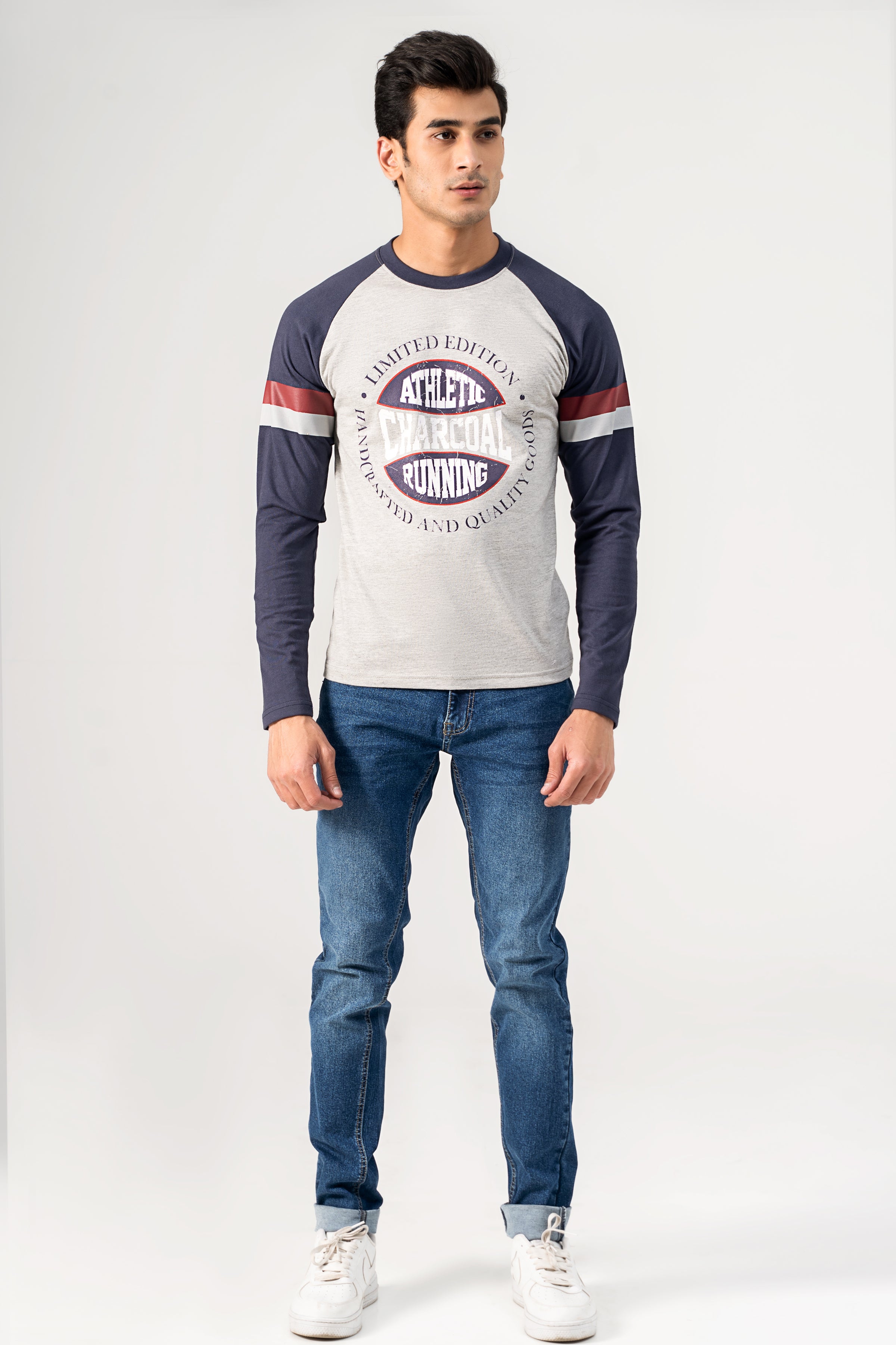 RAGLAN SLEEVE T-SHIRT GREY NAVY