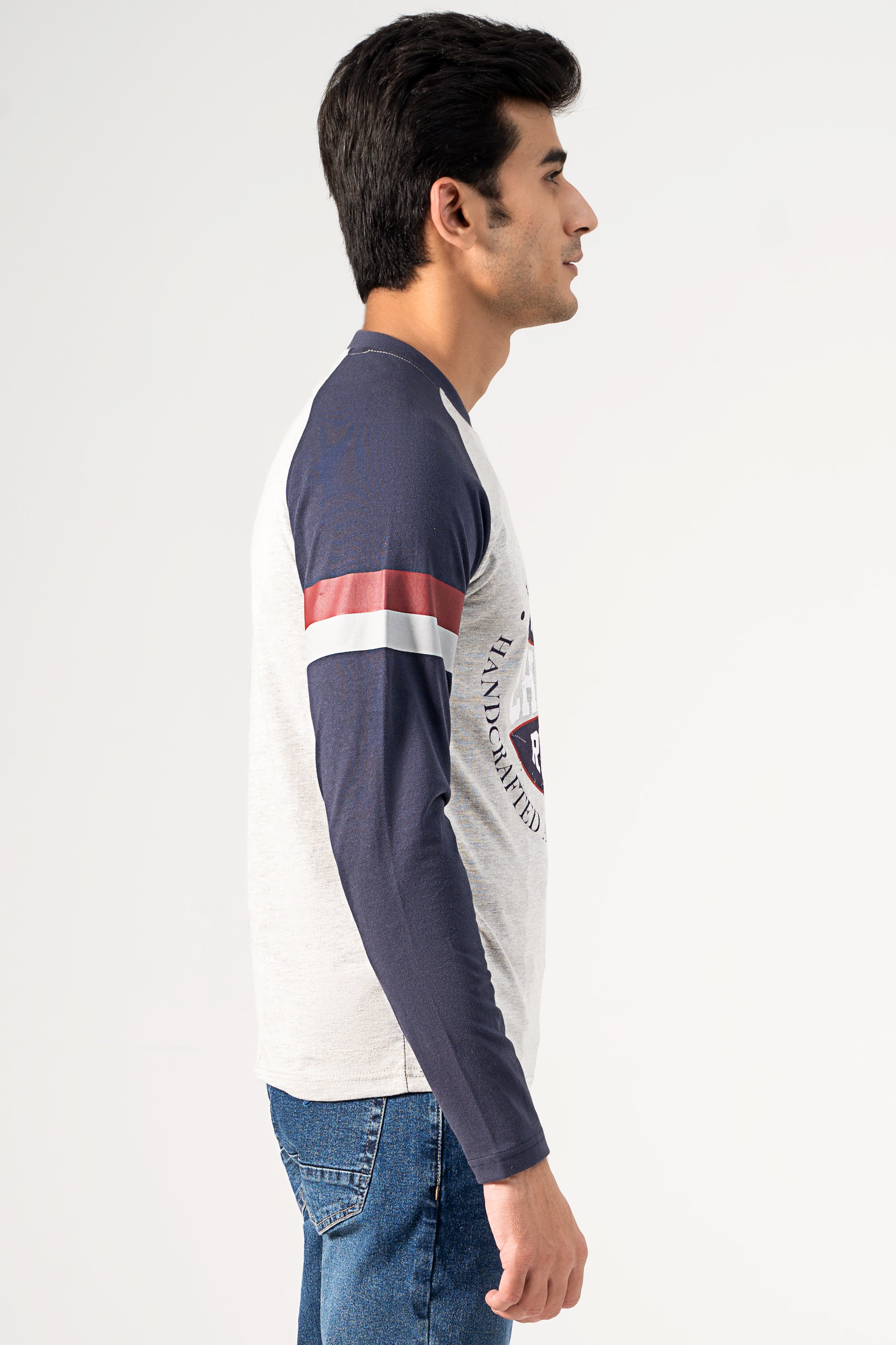 RAGLAN SLEEVE T-SHIRT GREY NAVY