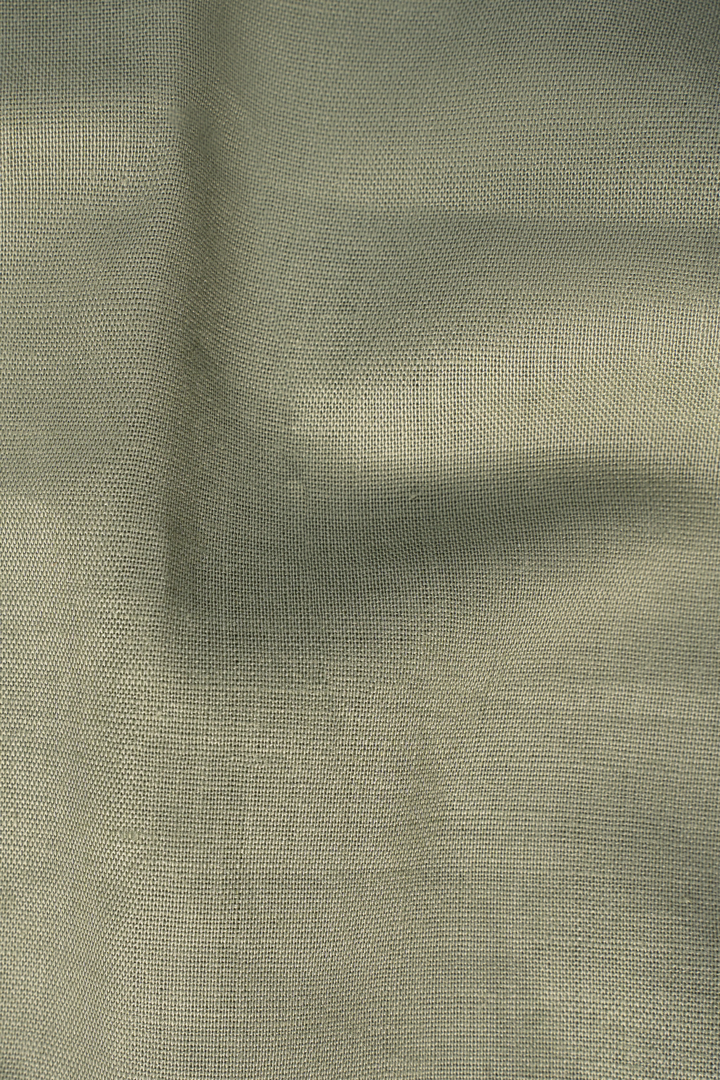 Olive linen fabric texture close-up