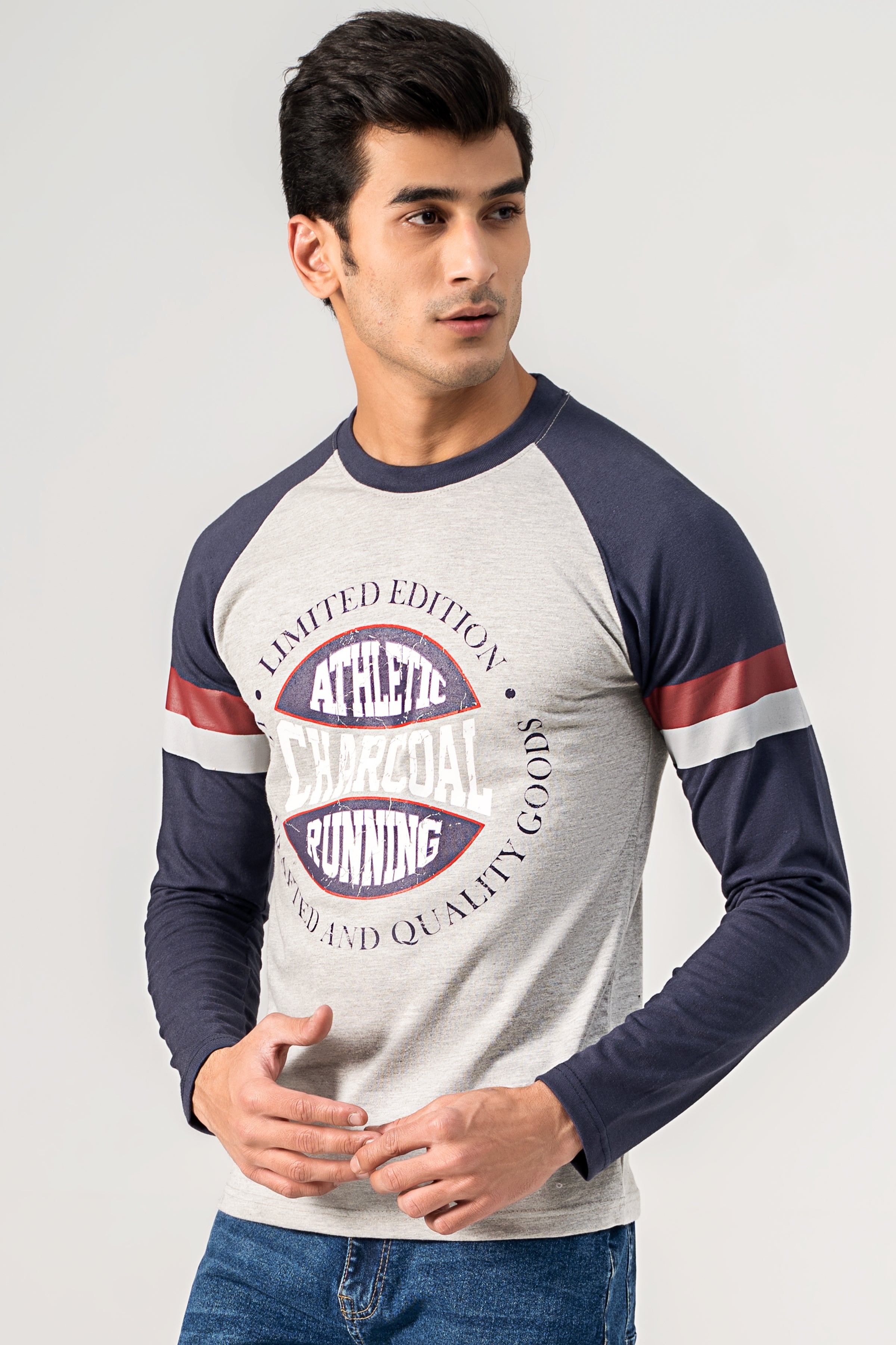 RAGLAN SLEEVE T-SHIRT GREY NAVY