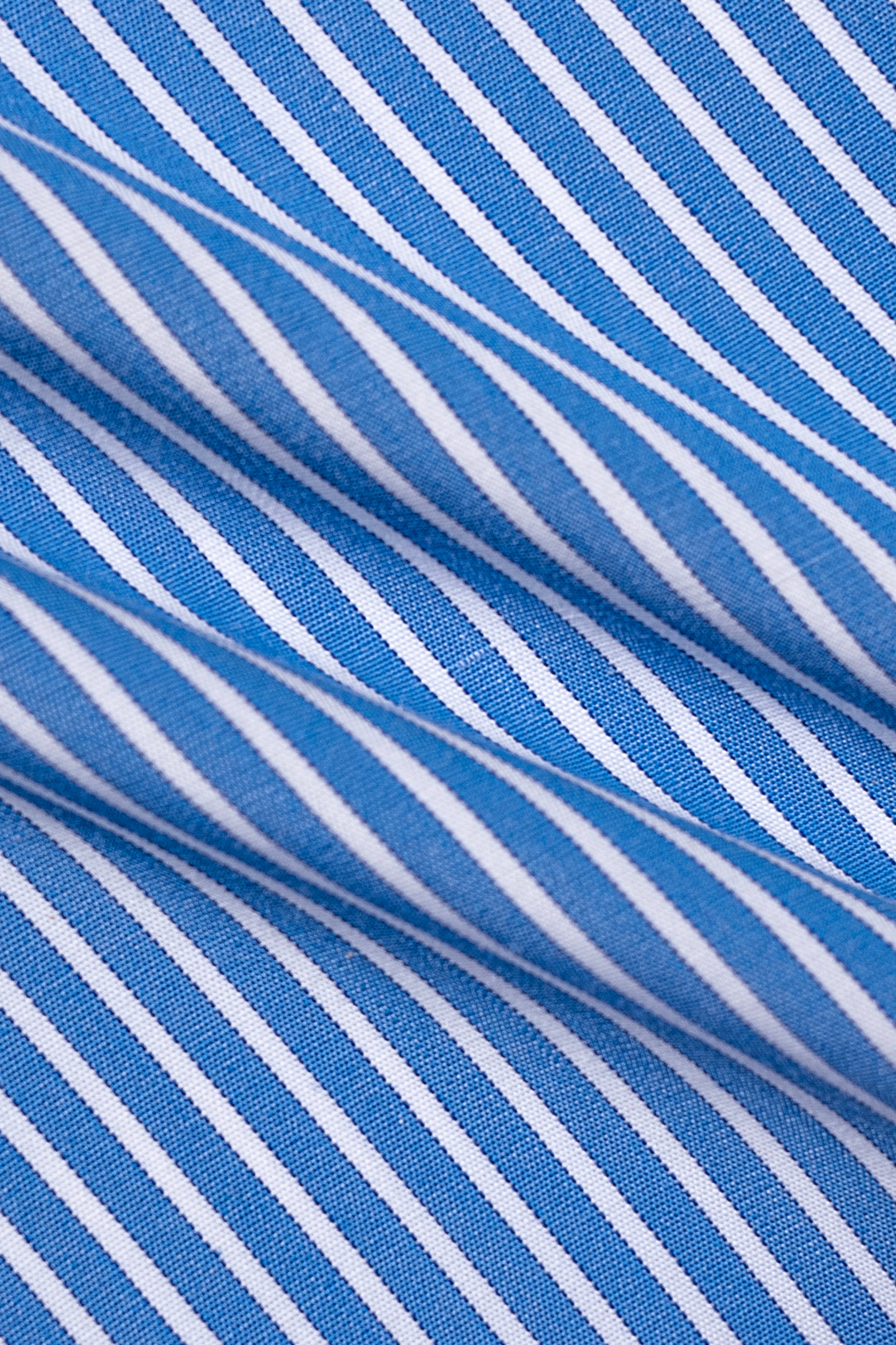 Blue-and-white striped shirt fabric texture close-up