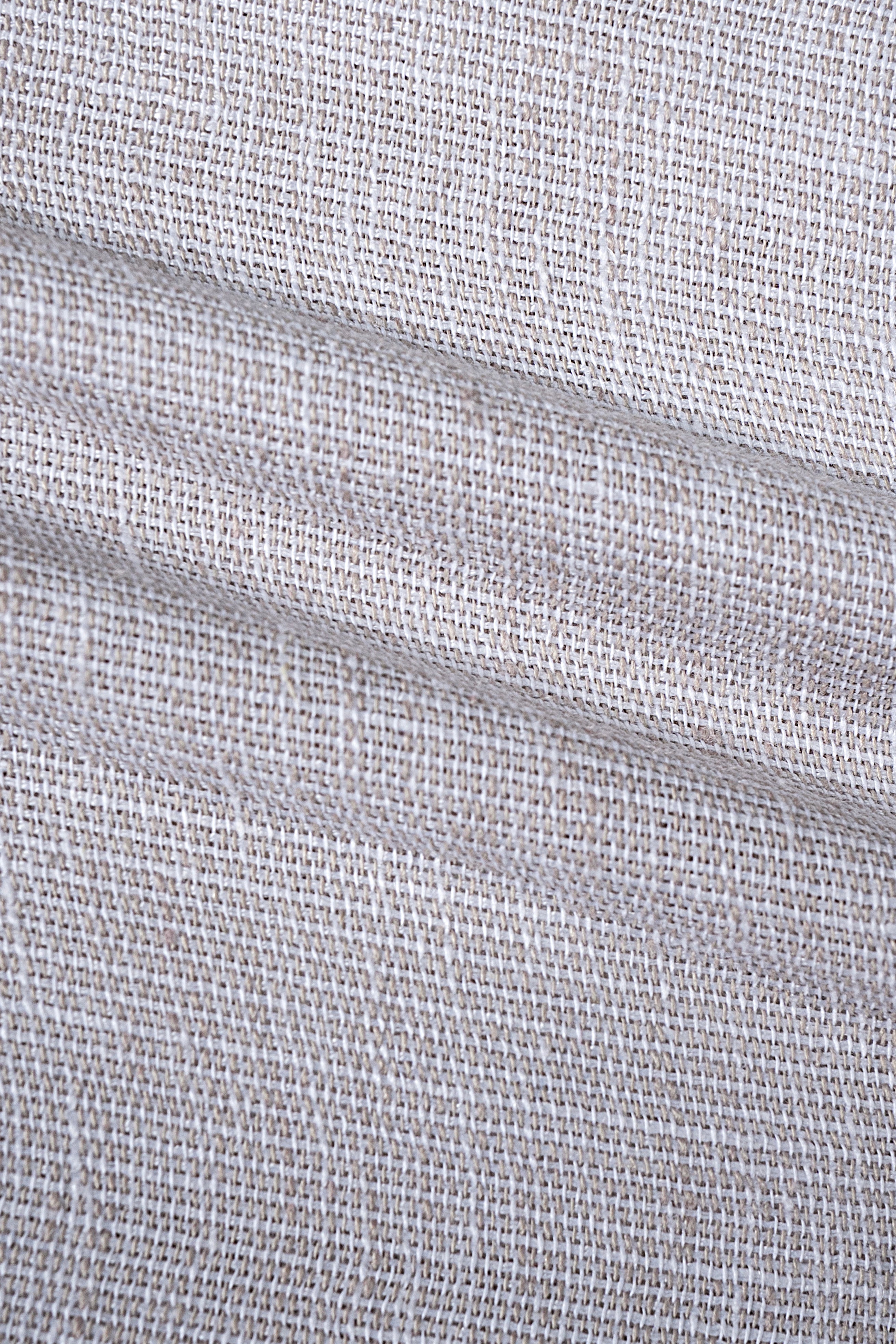 Light beige linen limited edition shirt fabric, fine textured weave close-up