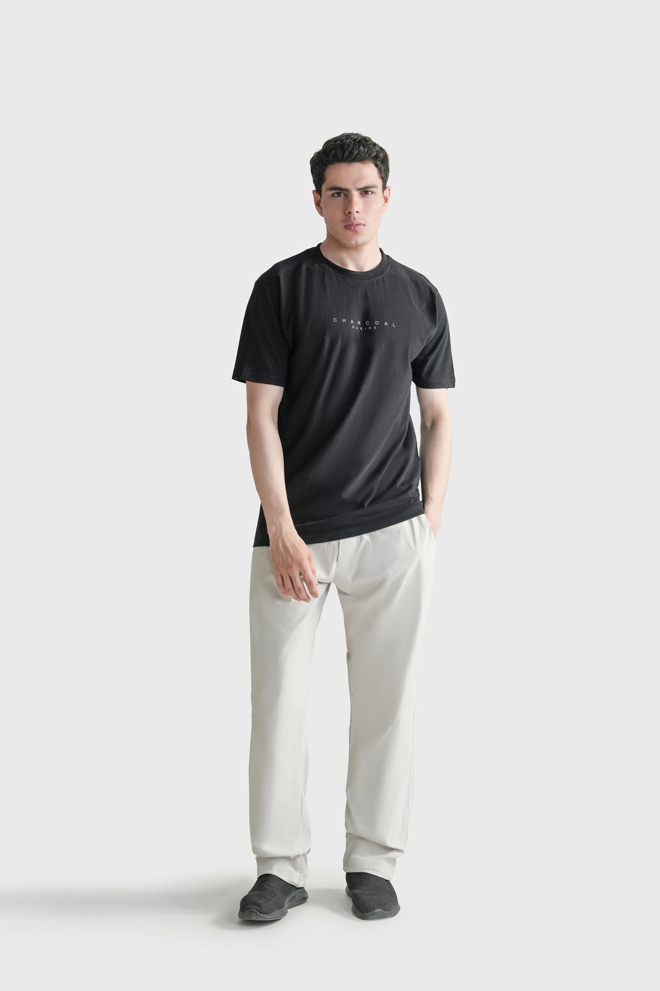 HALF SLEEVES SLEEPWEAR CREW NECK T SHIRT BLACK