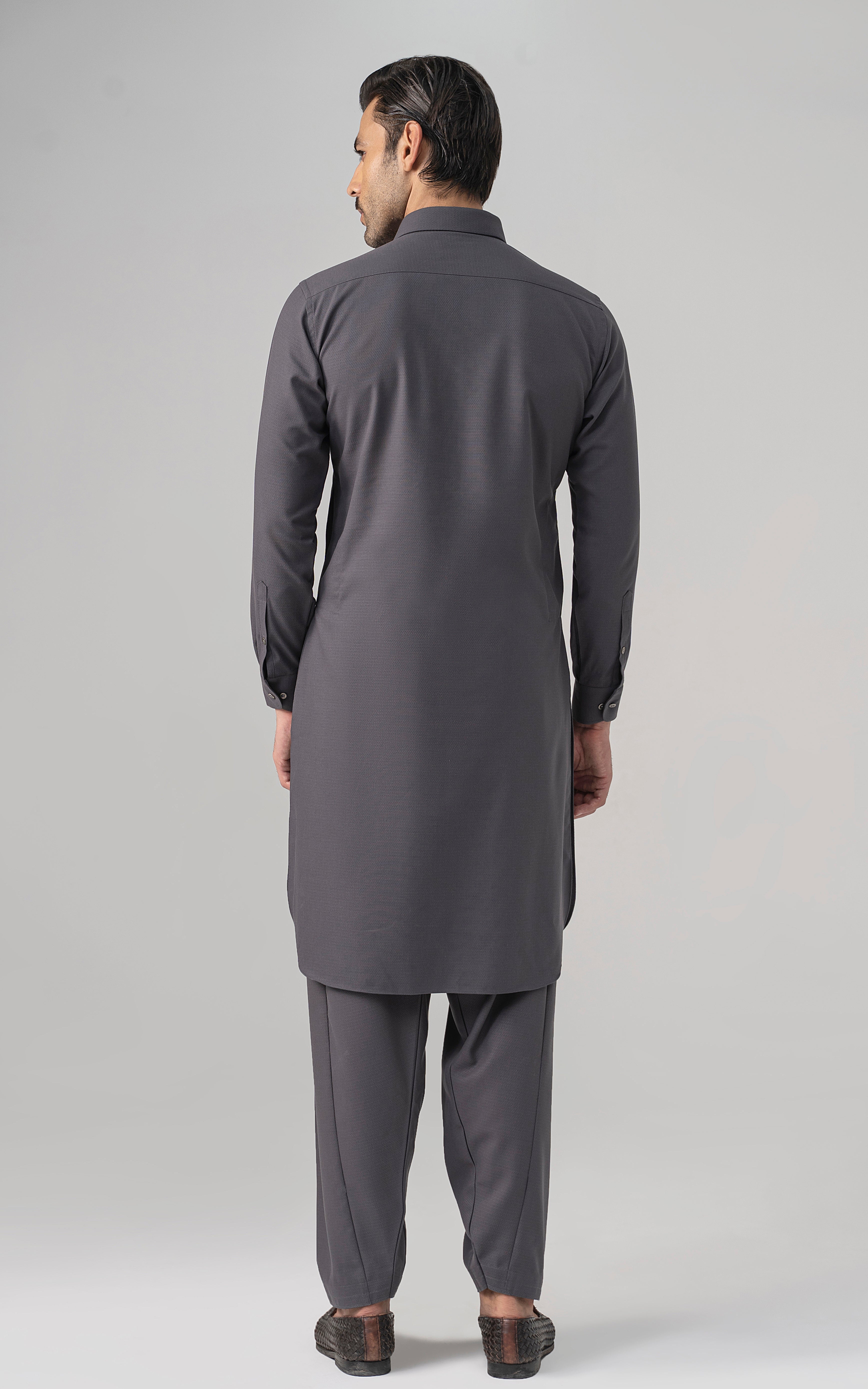 TEXTURED BLENDED WASH & WEAR - SIGNATURE COLLECTION MID GREY