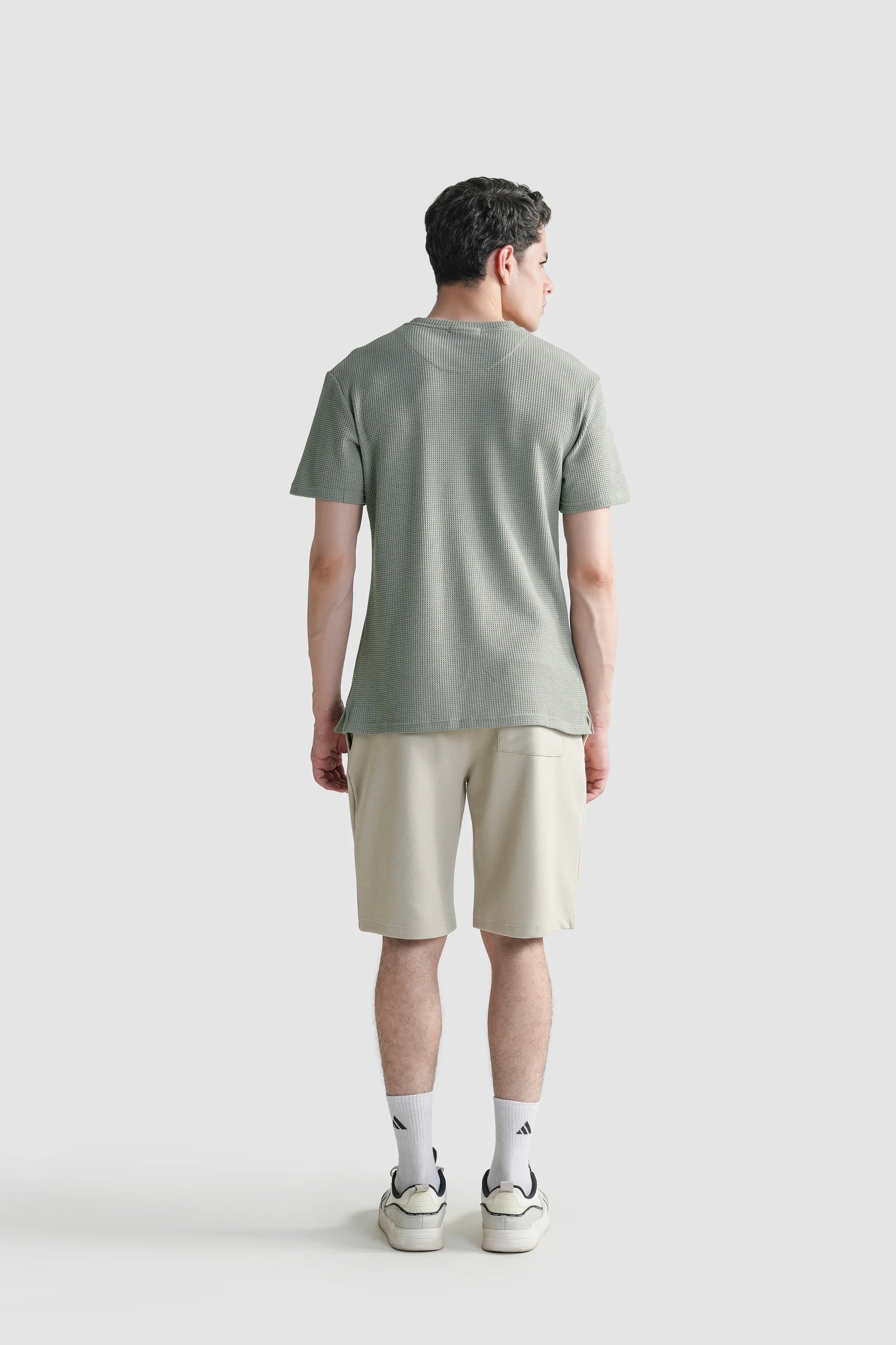 REGULAR FIT WAFFLE CREW NECK T SHIRT LIGHT GREEN
