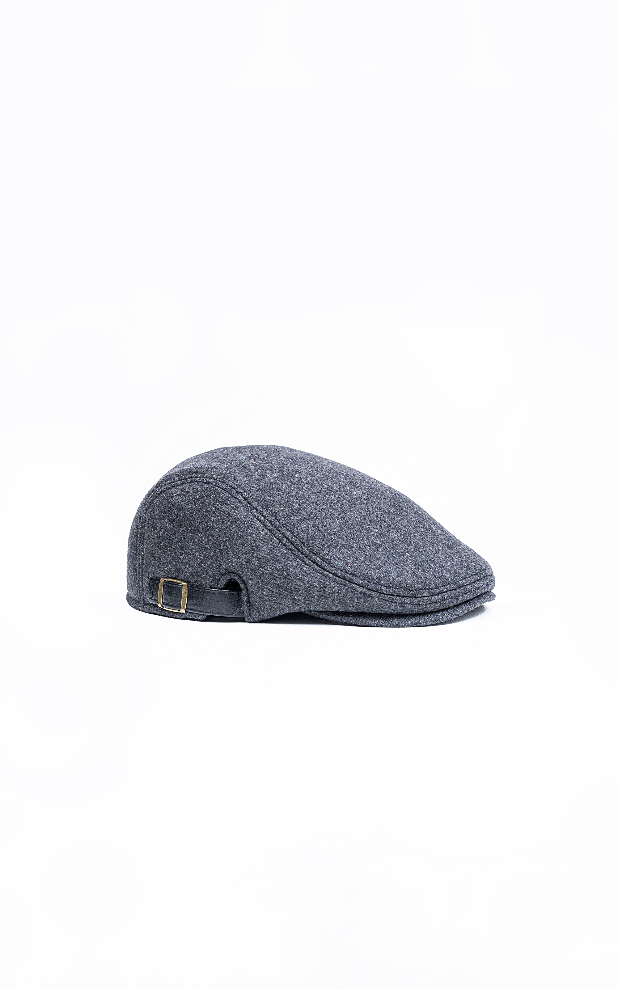 Golf cap profile in dark gray fabric with small front vents and side strap