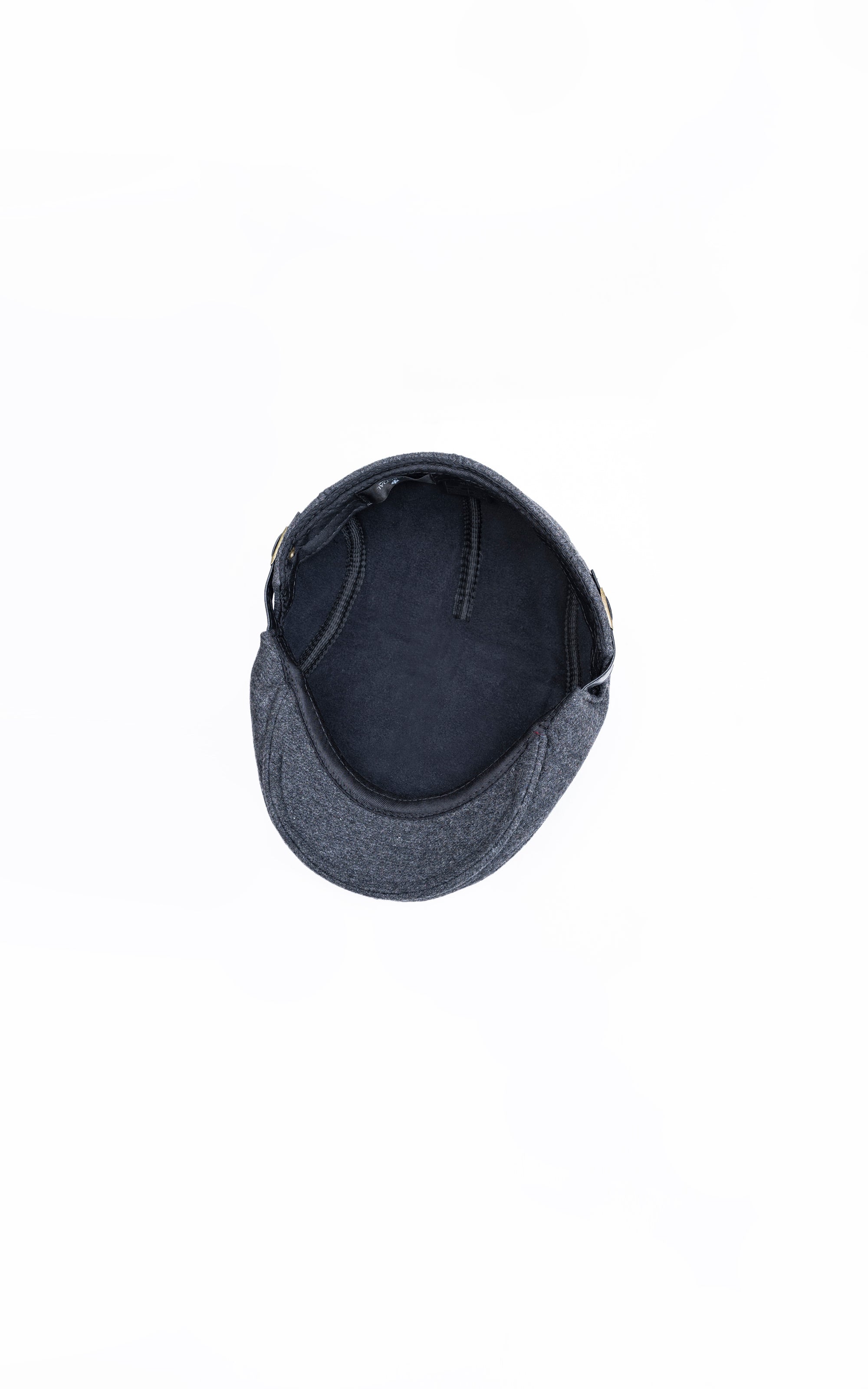 Golf cap interior with dark navy lining and sewn crown panels
