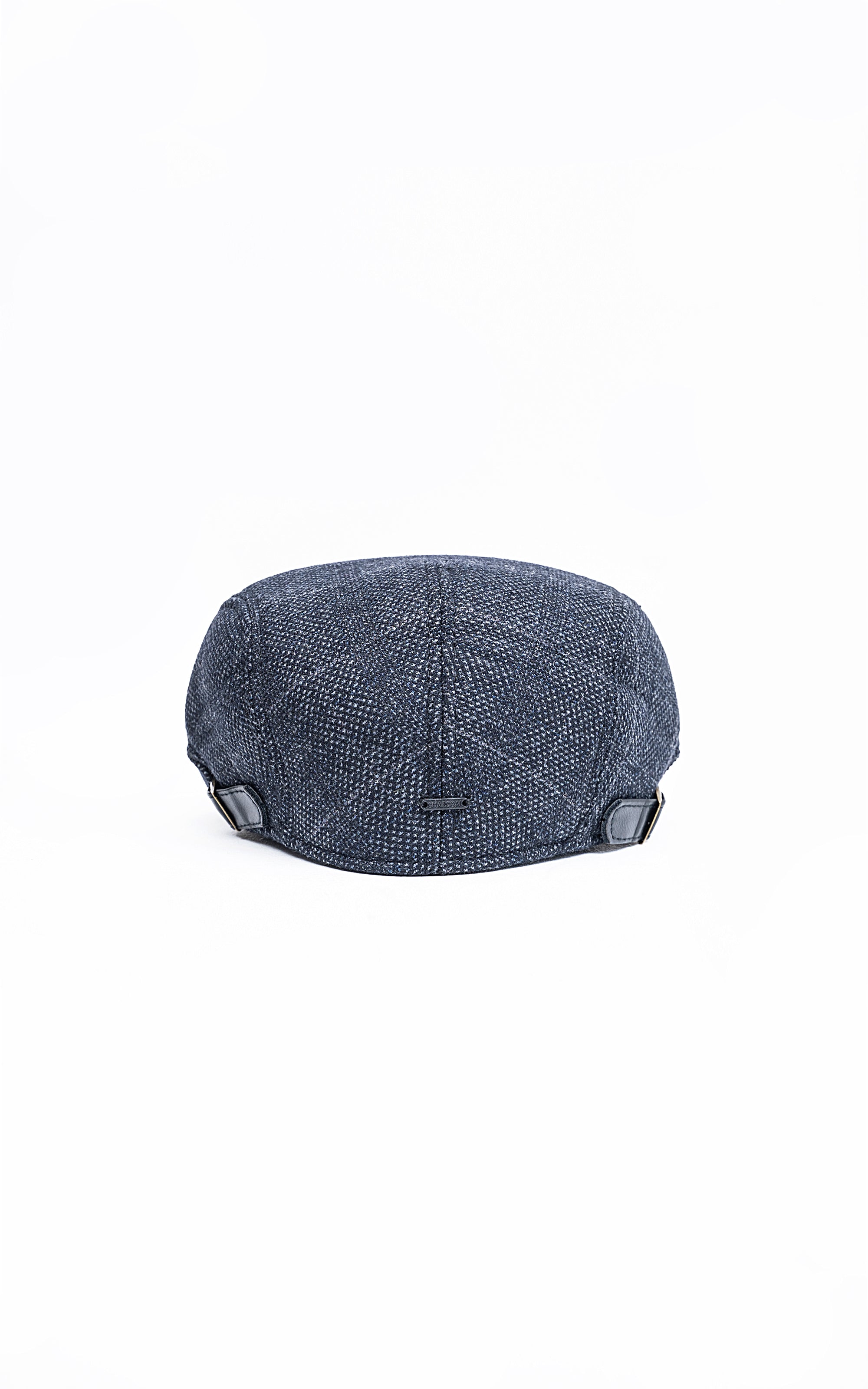 Navy textured golf cap with front logo stitch and adjustable side straps
