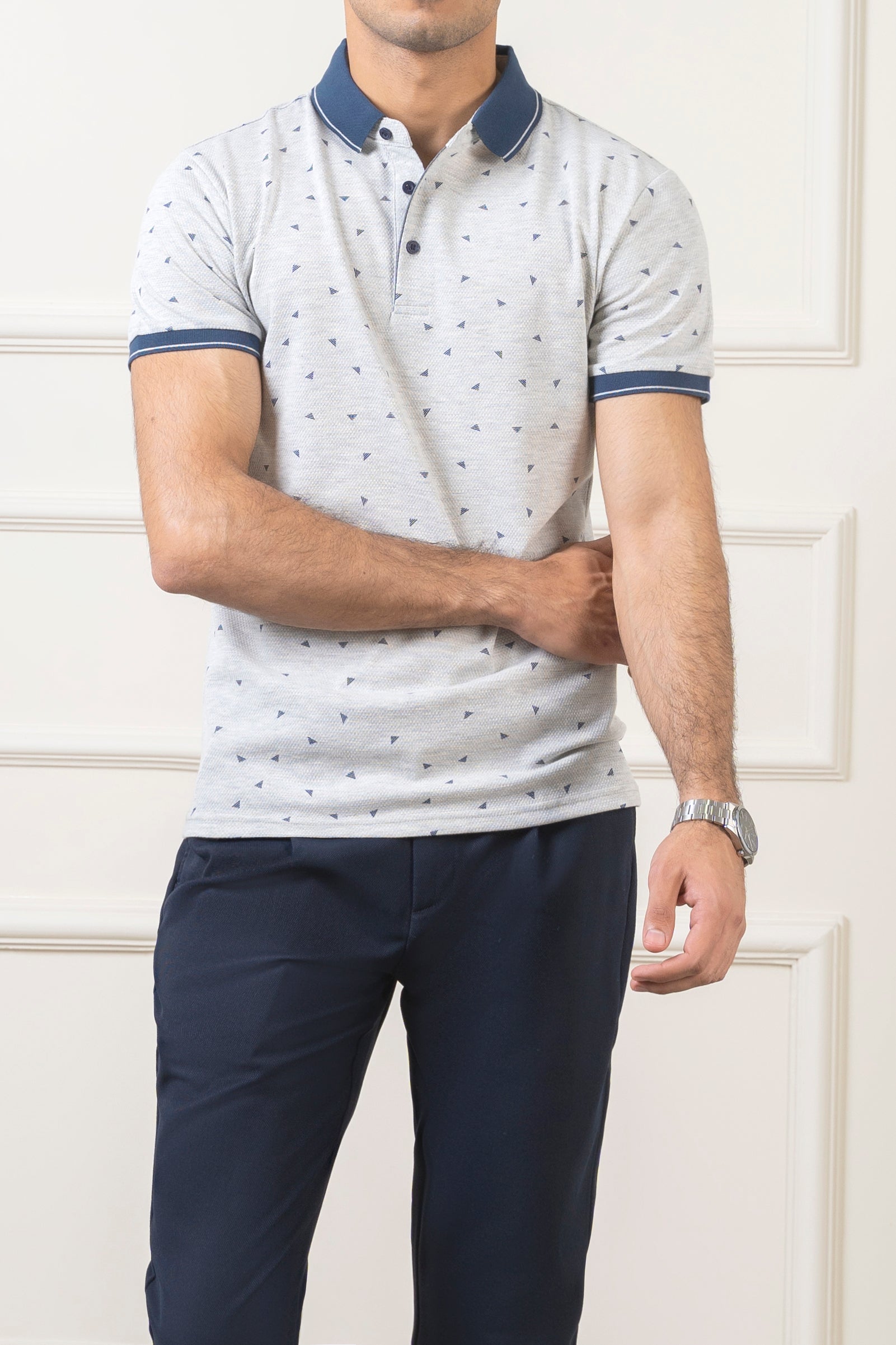 POLO TIPPING COLLAR LIGHT GREY