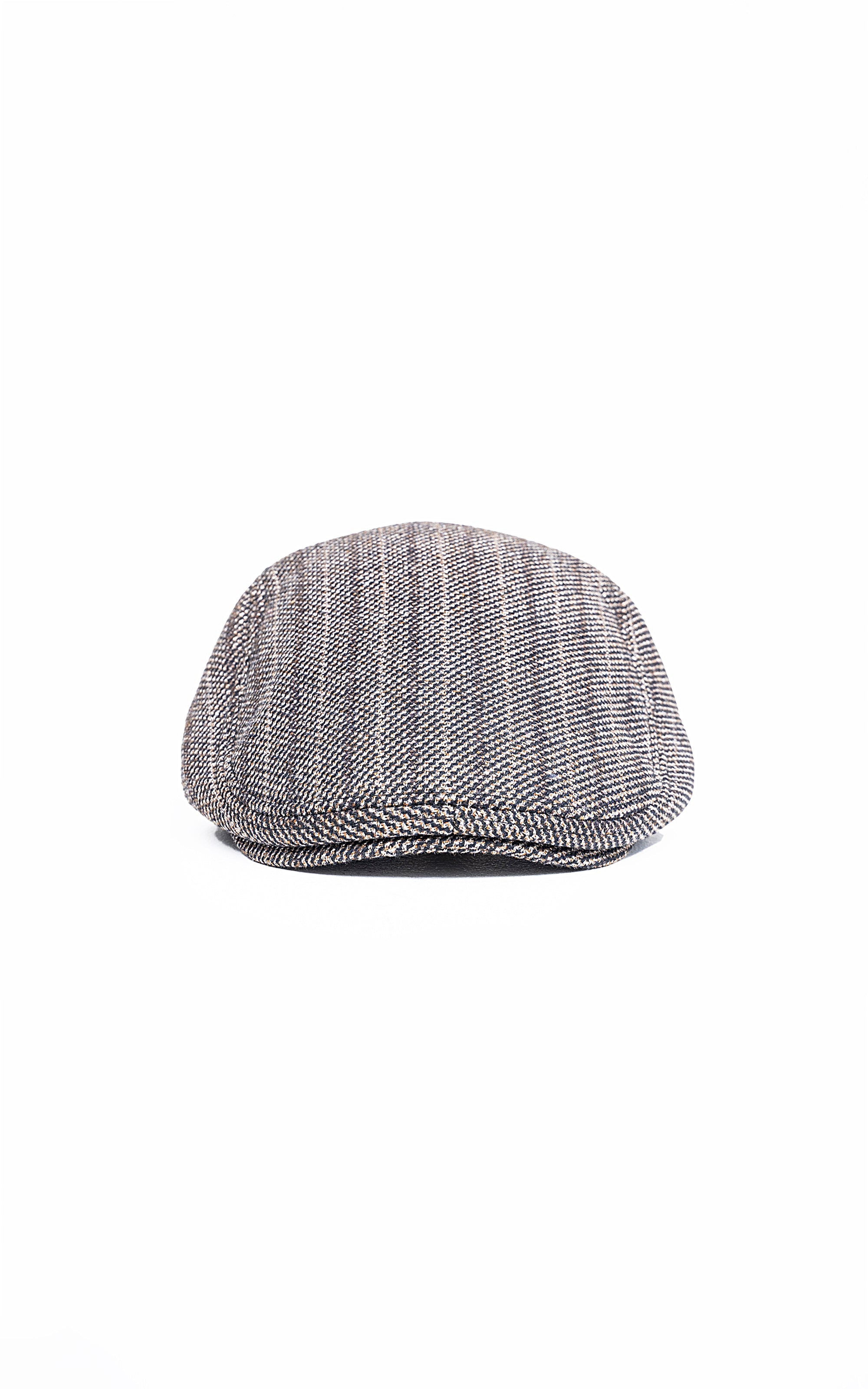 Textured gray golf cap with curved crown and stitched panels