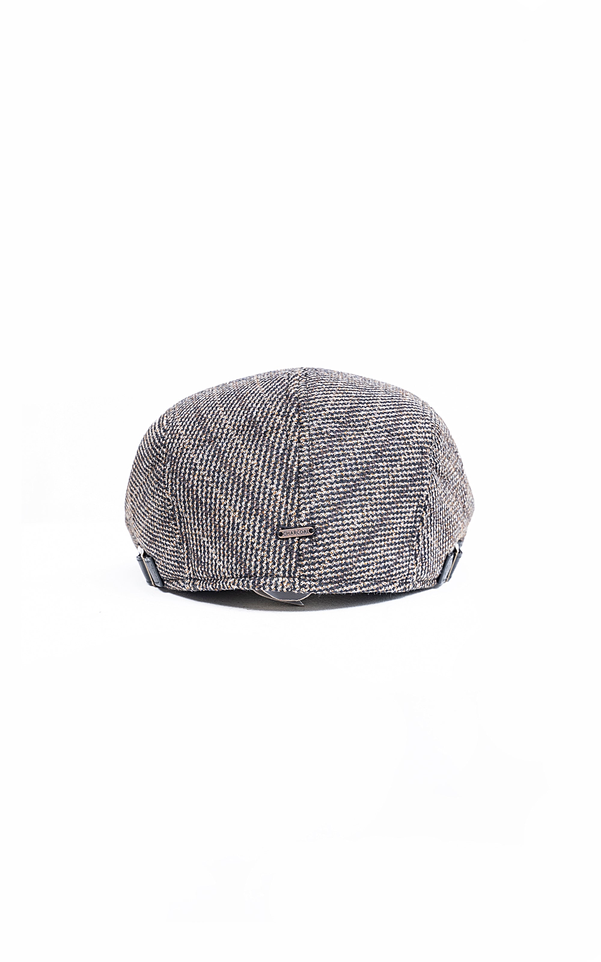 Textured gray golf cap with back strap detail and stitched trim