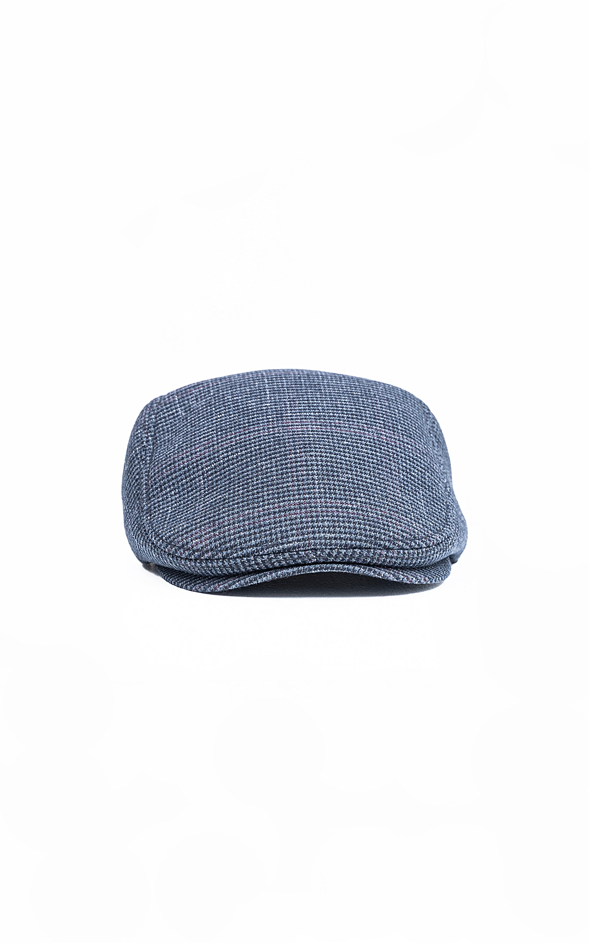 Blue textured golf cap with curved brim and stitched panel top
