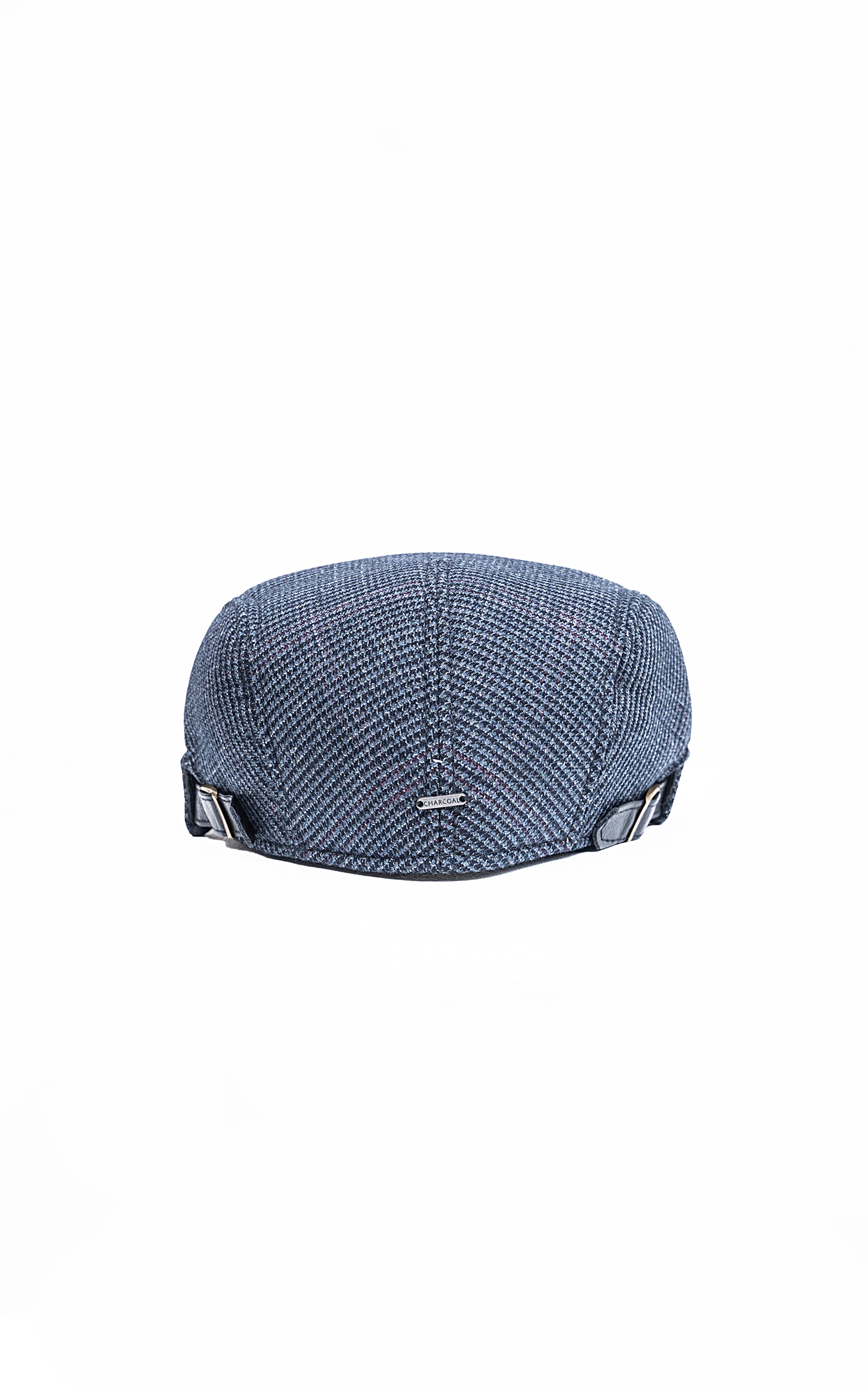 Blue textured golf cap with small logo and adjustable strap details