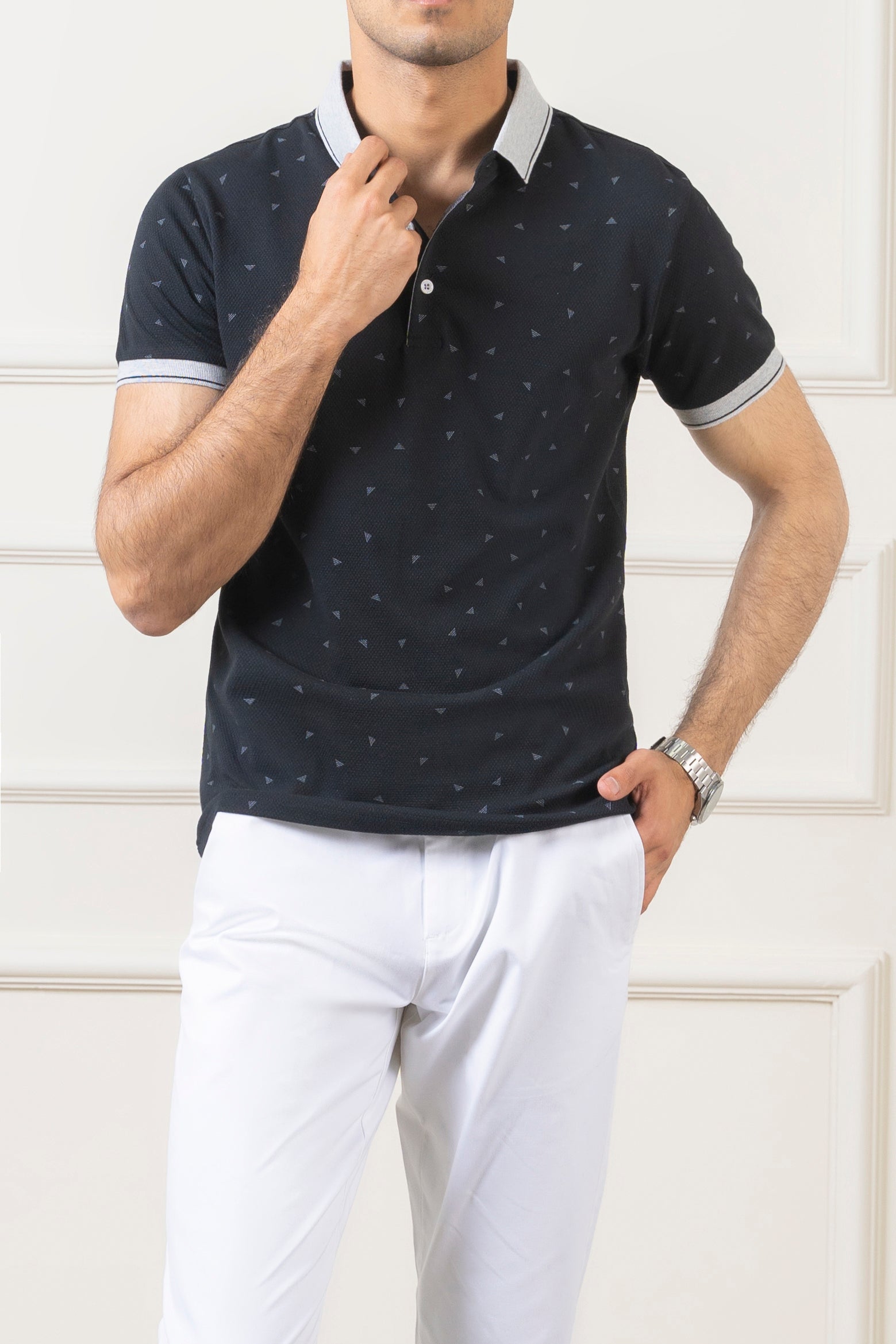 POLO TIPPING COLLAR BLACK