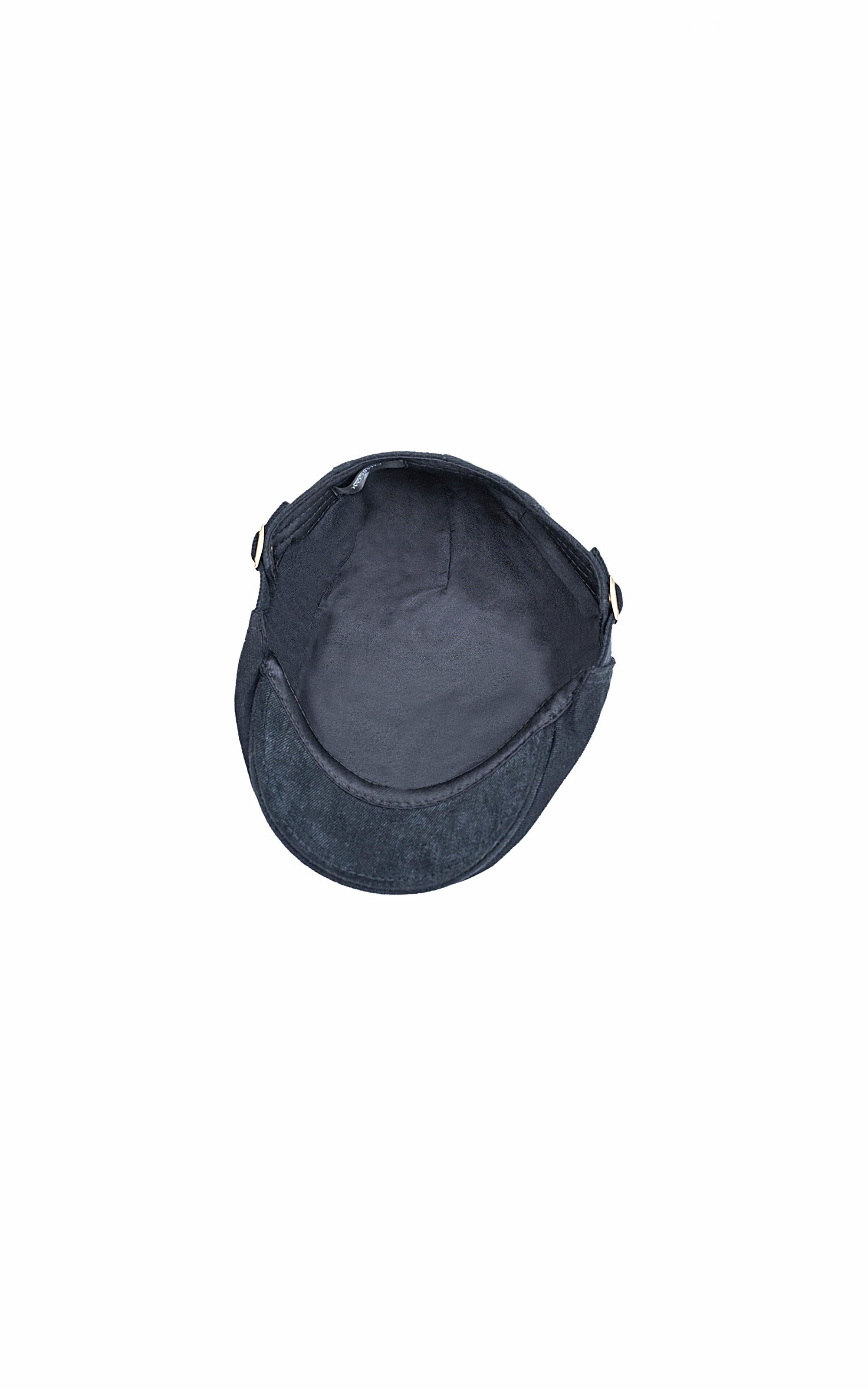 Dark navy golf cap, top view with curved brim and side ventilation eyelets.