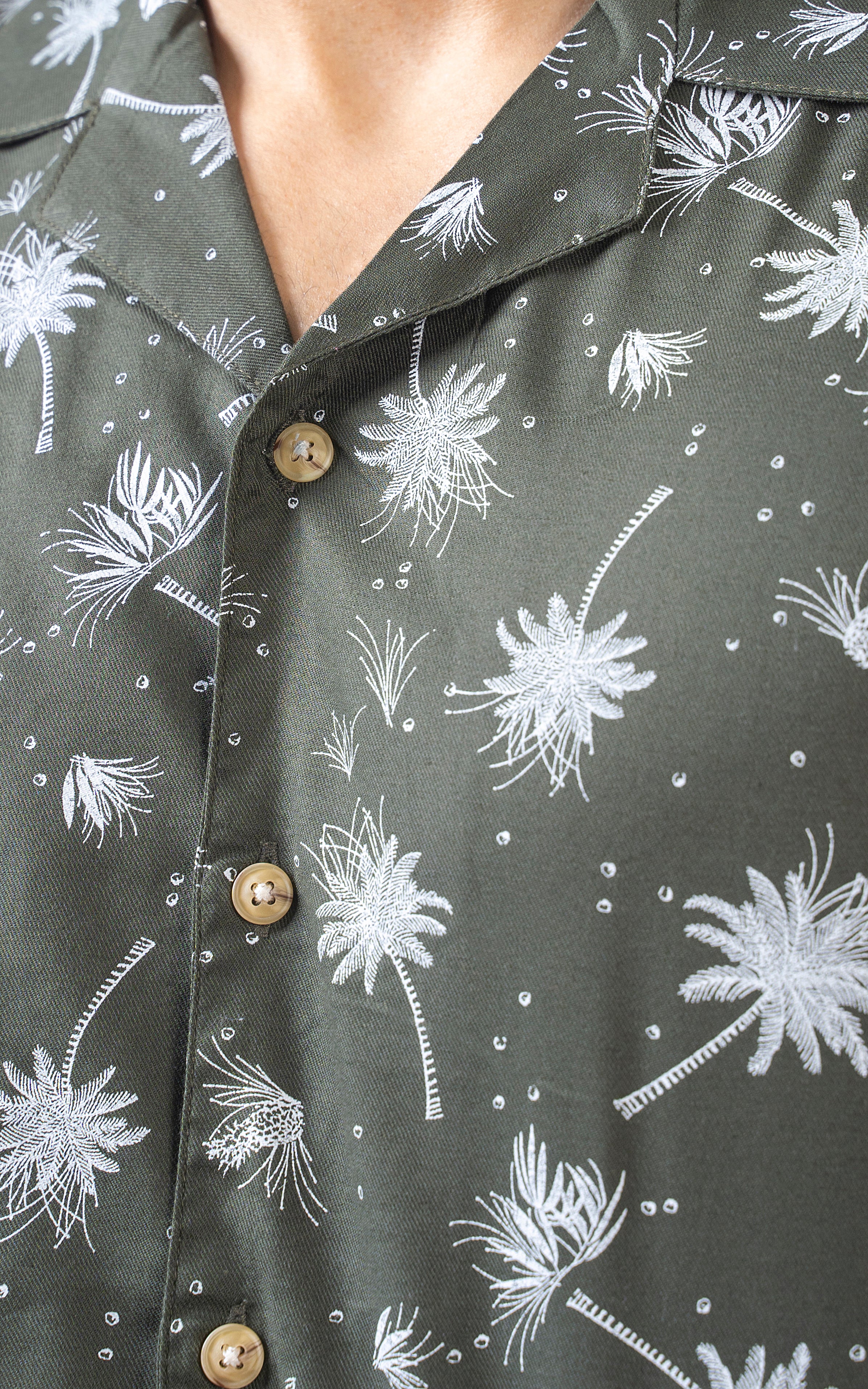 CASUAL SHIRT CUBAN COLLAR  OLIVE