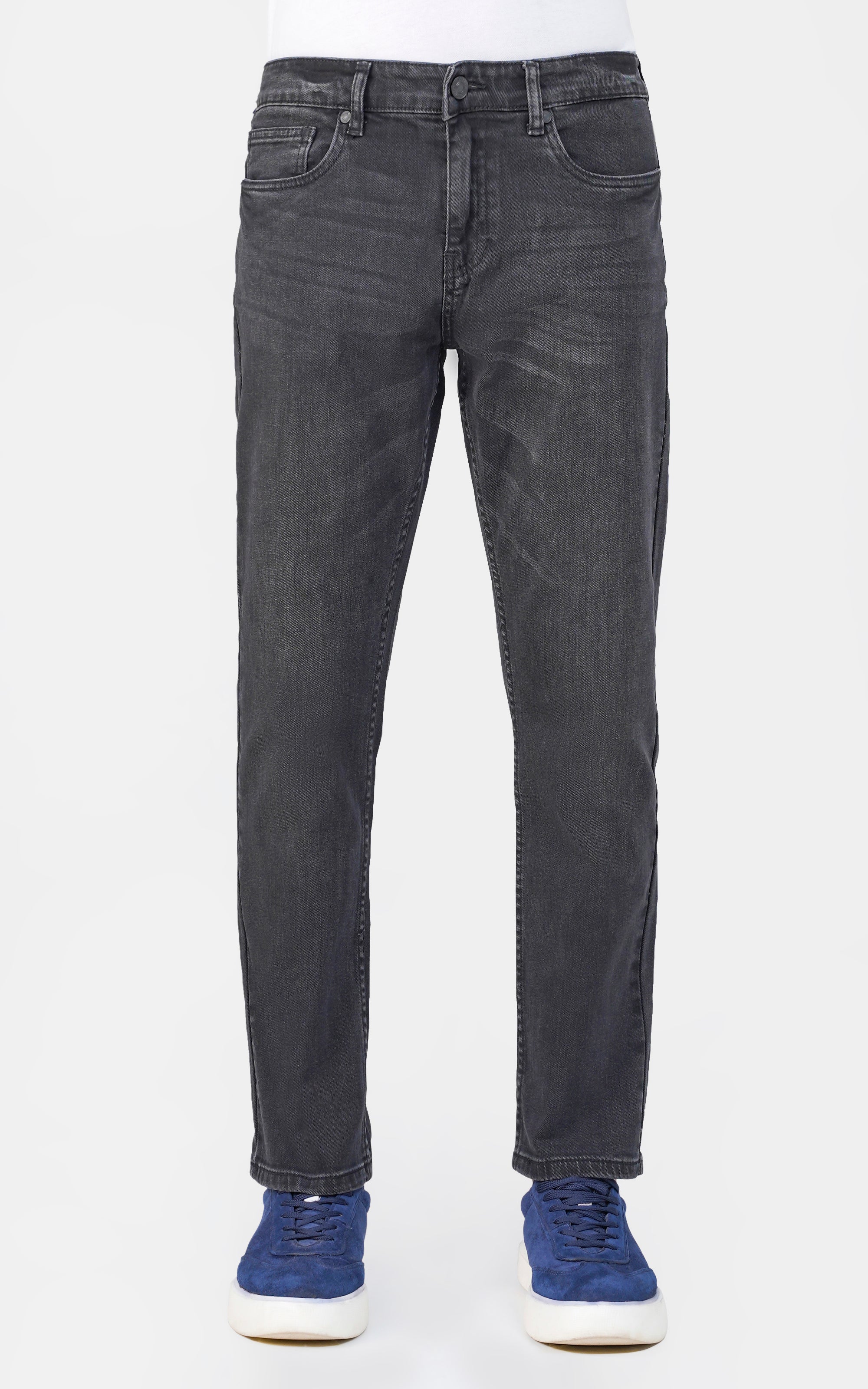 STRAIGHT LEG DENIM JEANS CHARCOAL GREY