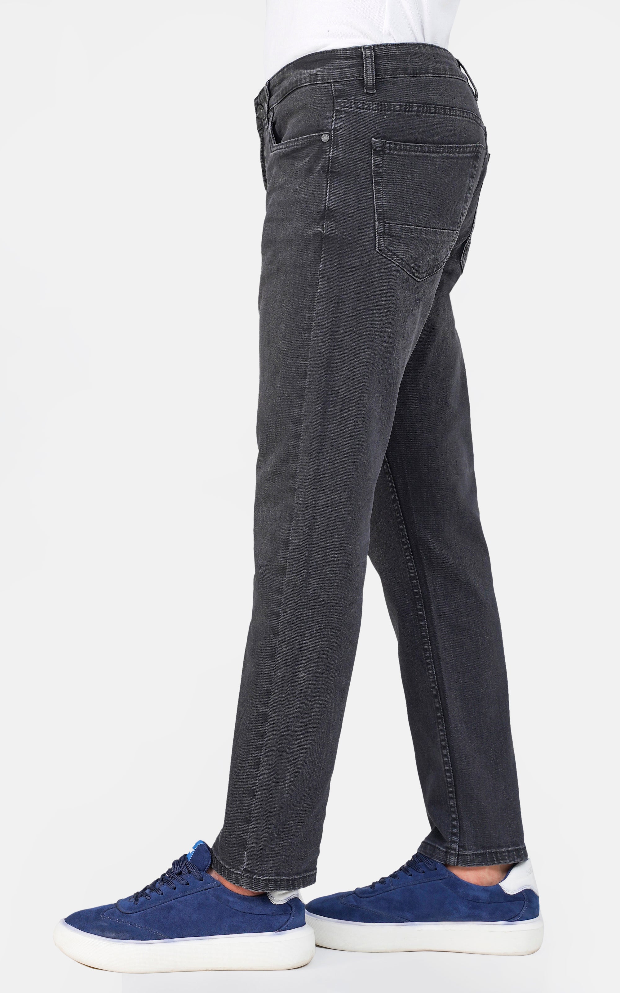 STRAIGHT LEG DENIM JEANS CHARCOAL GREY