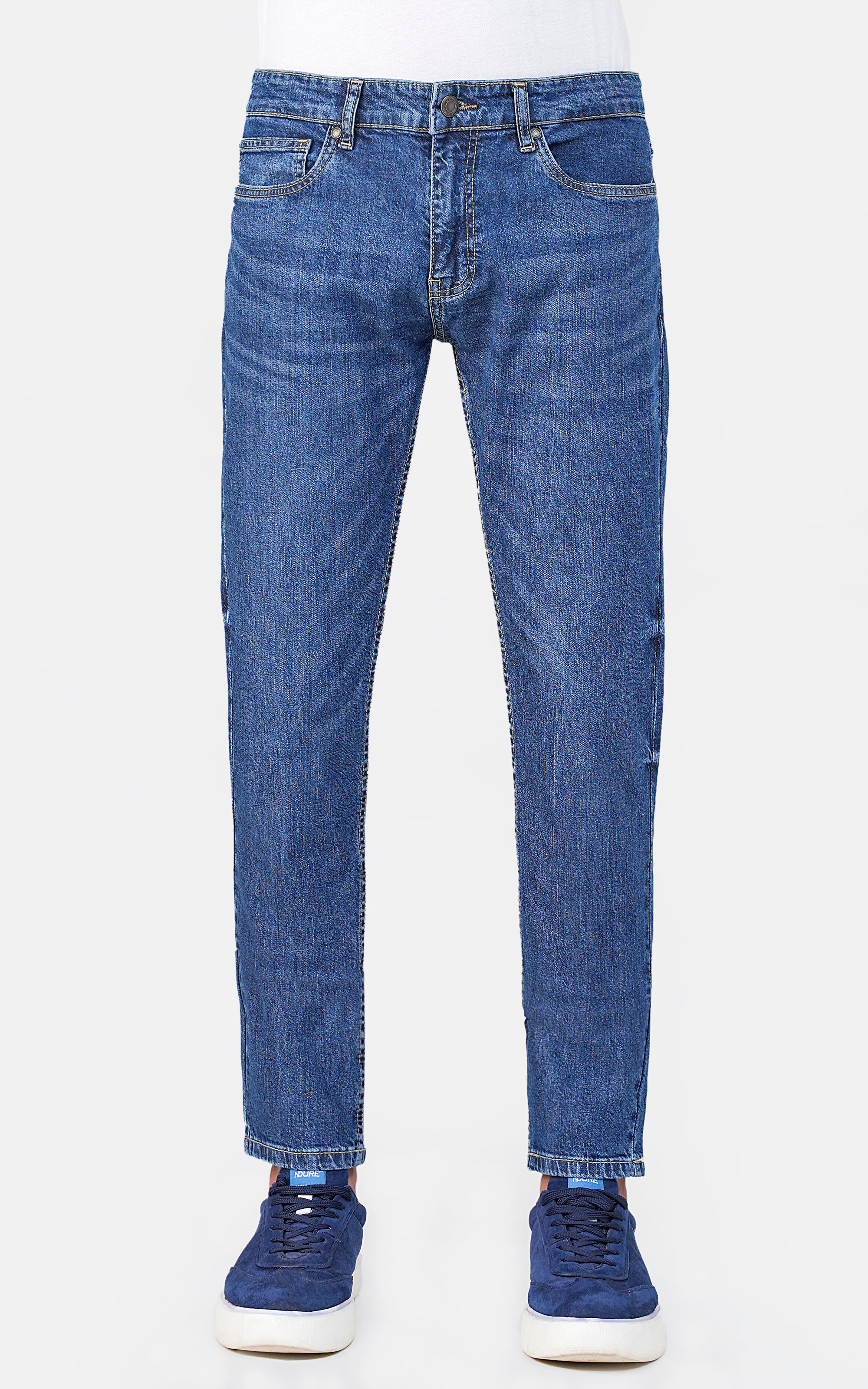 SLIM LEG DENIM JEANS MID BLUE