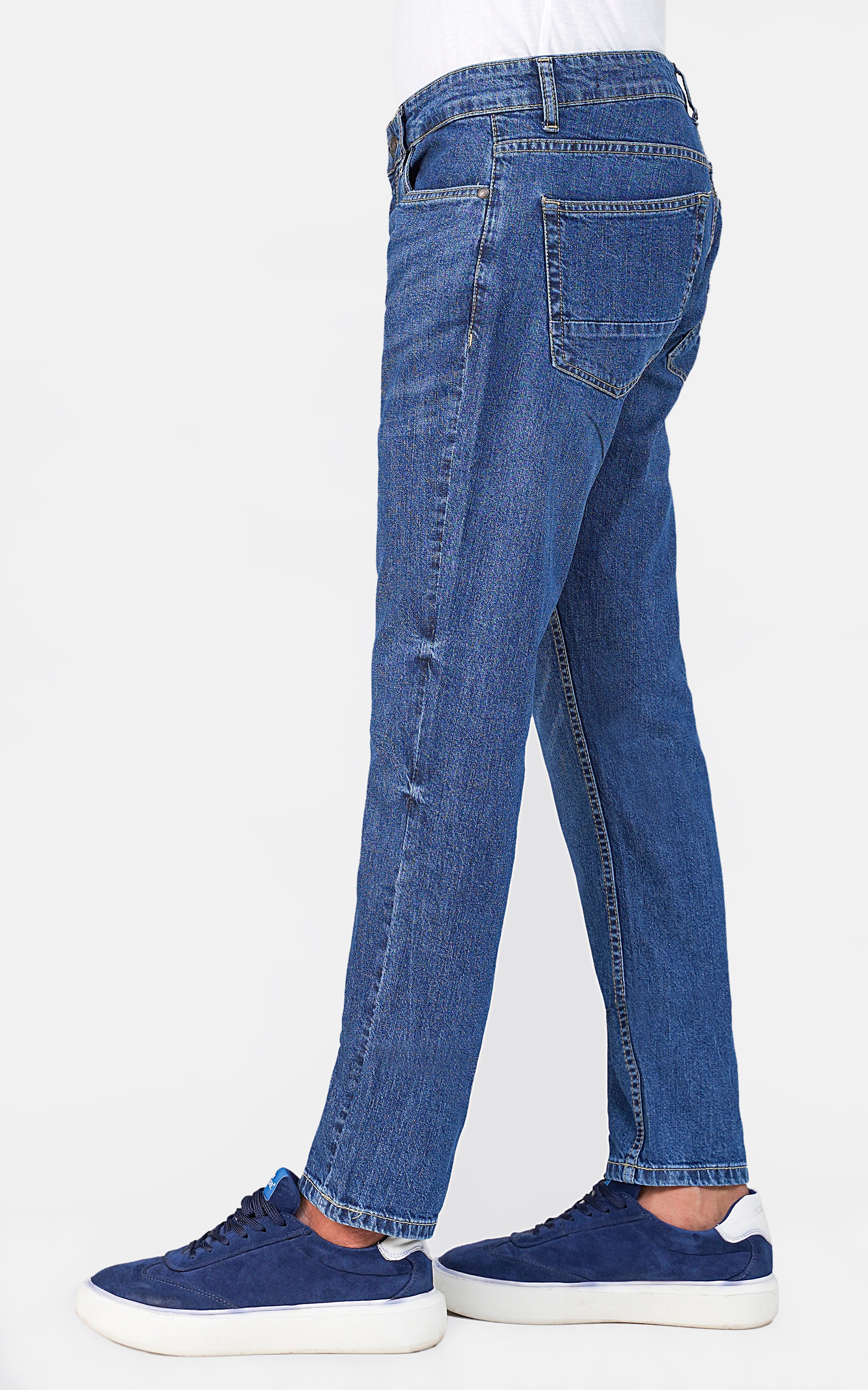 SLIM LEG DENIM JEANS MID BLUE