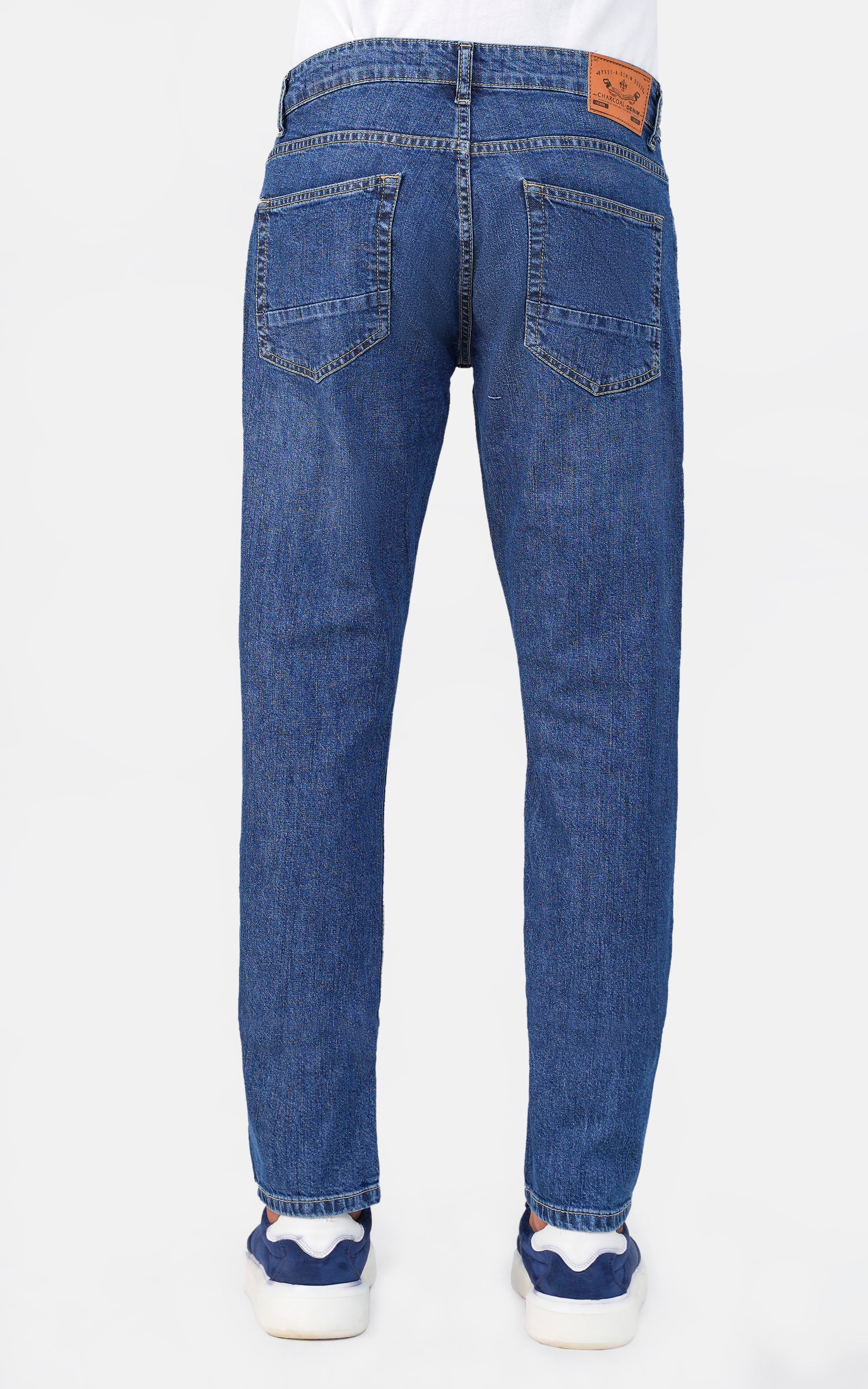 SLIM LEG DENIM JEANS MID BLUE
