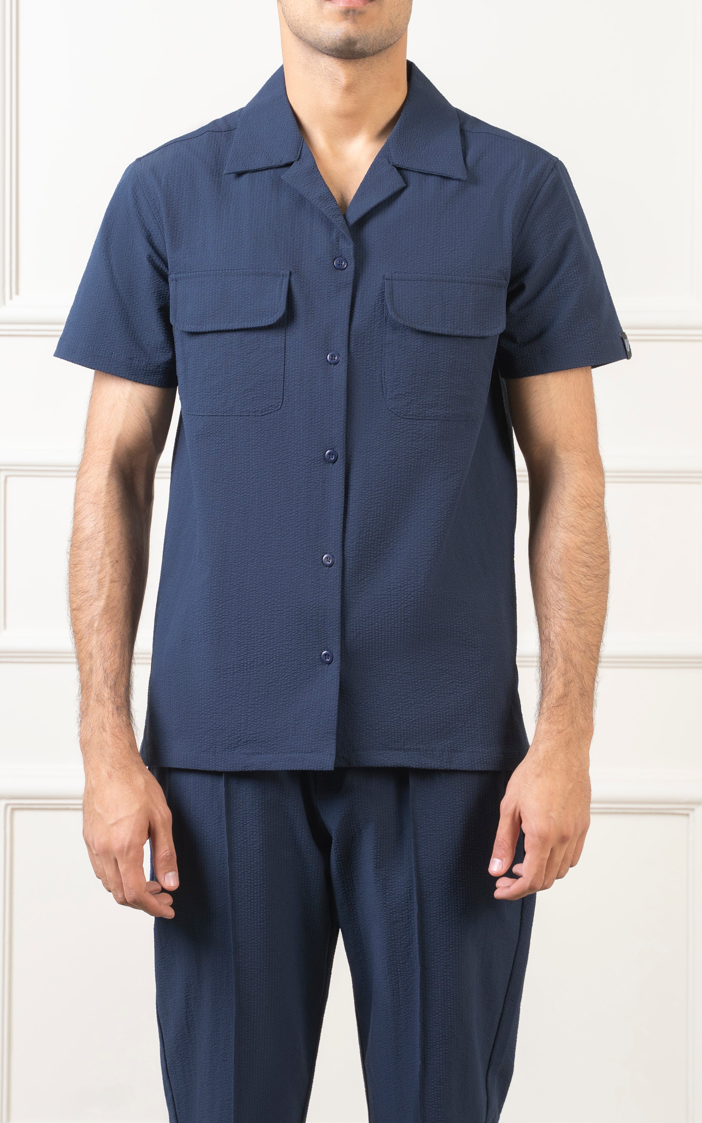 CUBAN COLLAR SHIRT NAVY