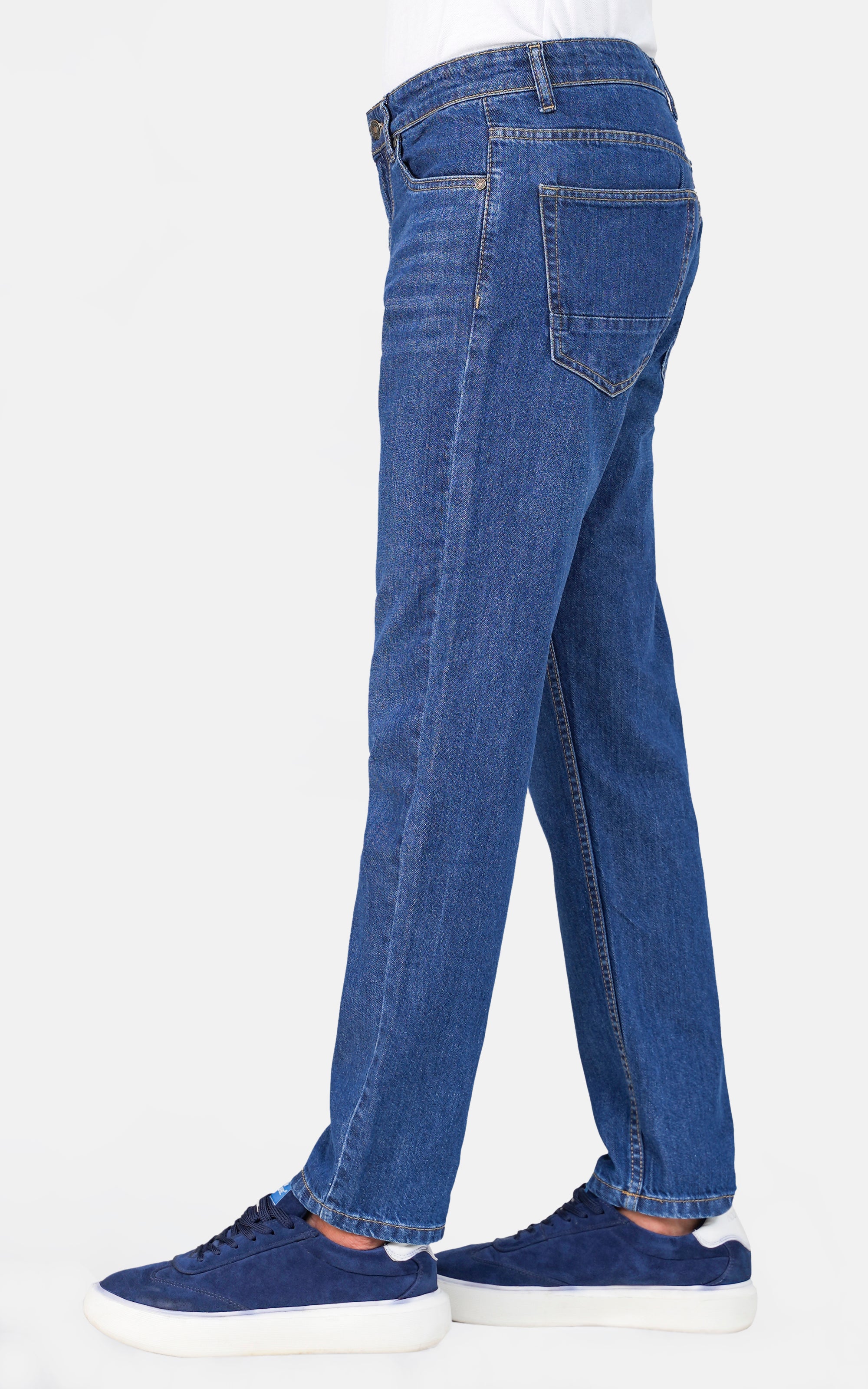 STRAIGHT LEG DENIM JEANS MID BLUE