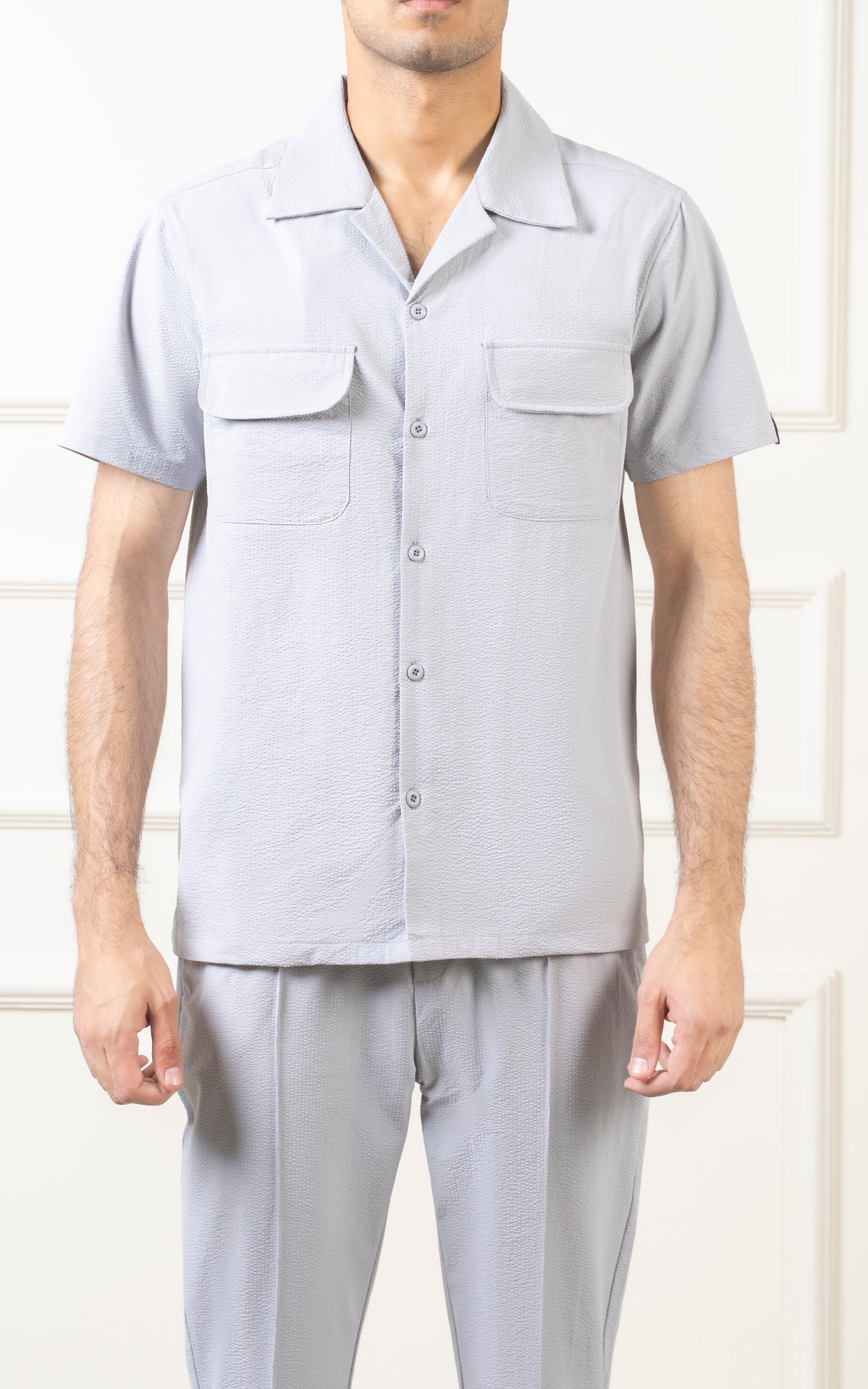 CUBAN COLLAR SHIRT LIGHT GREY