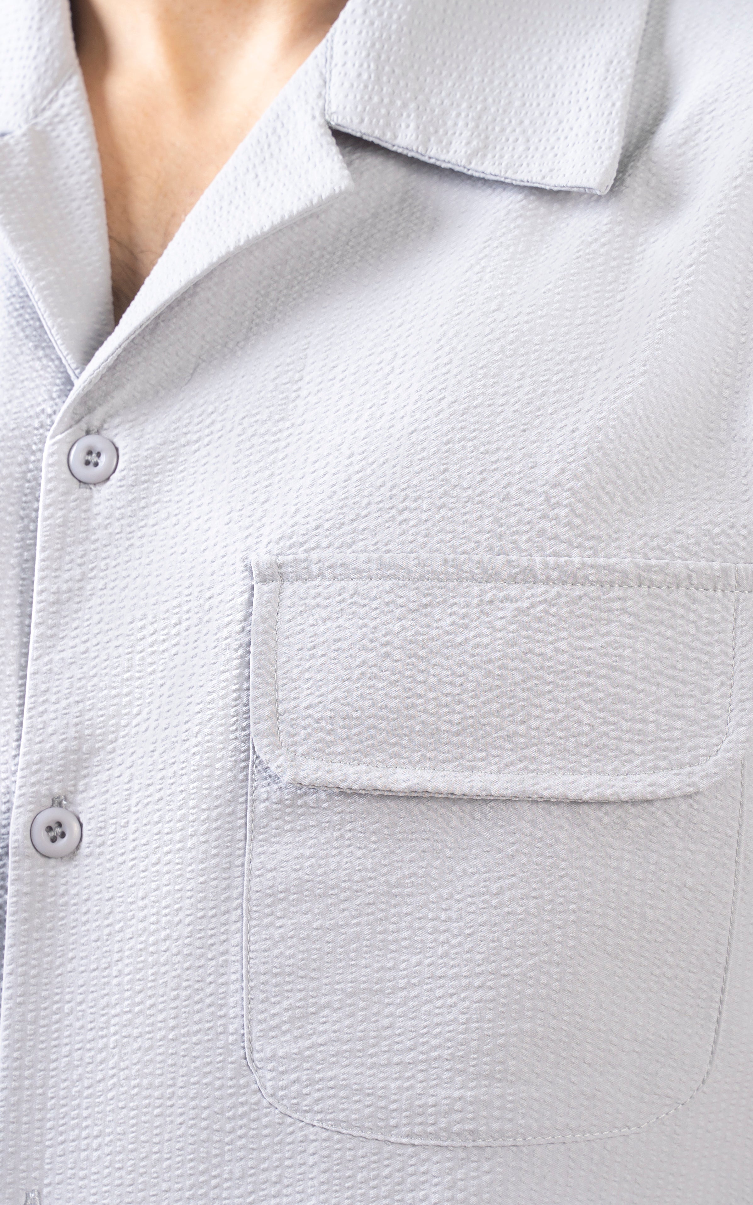 CUBAN COLLAR SHIRT LIGHT GREY