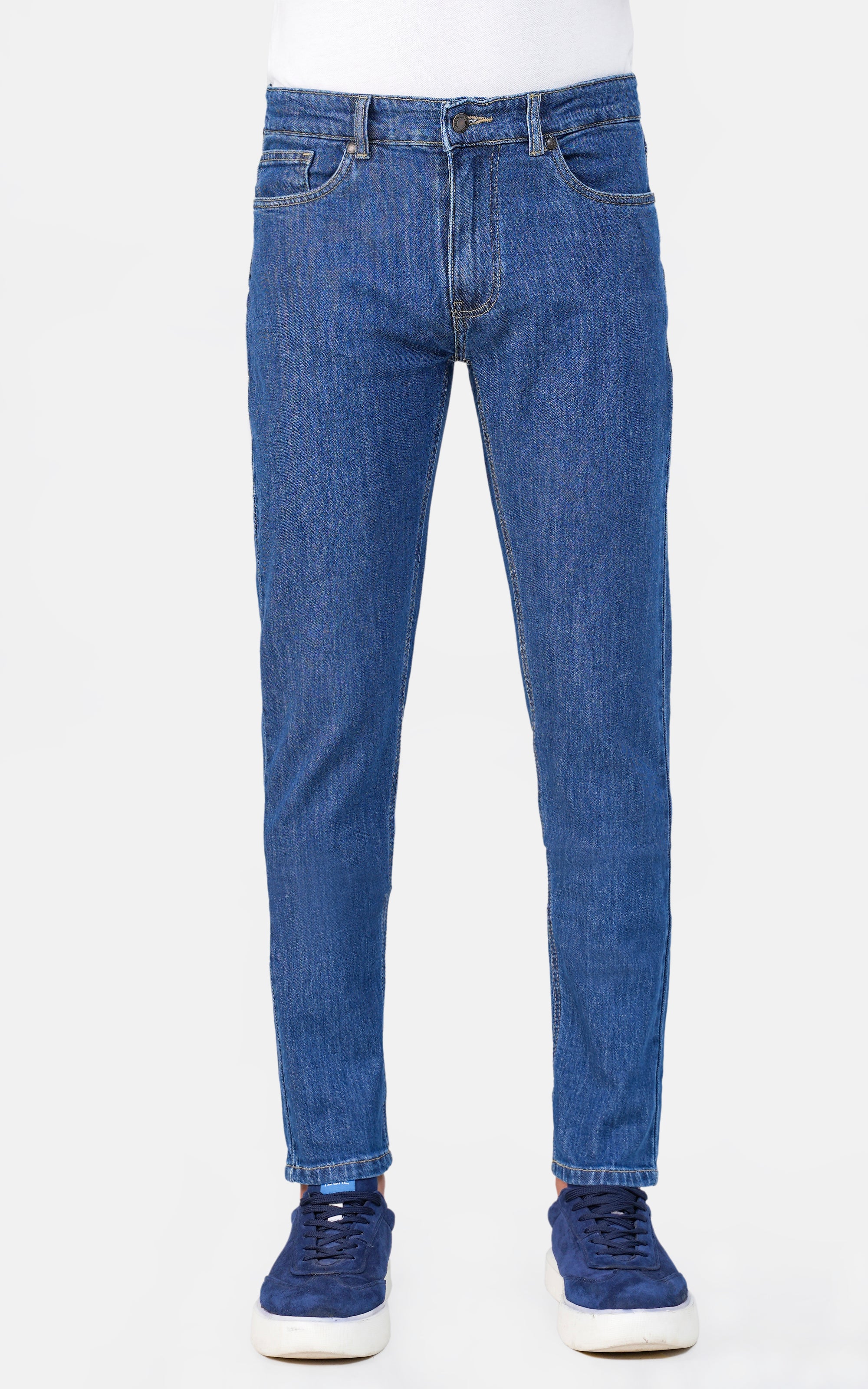 SLIM LEG DENIM JEANS MID BLUE
