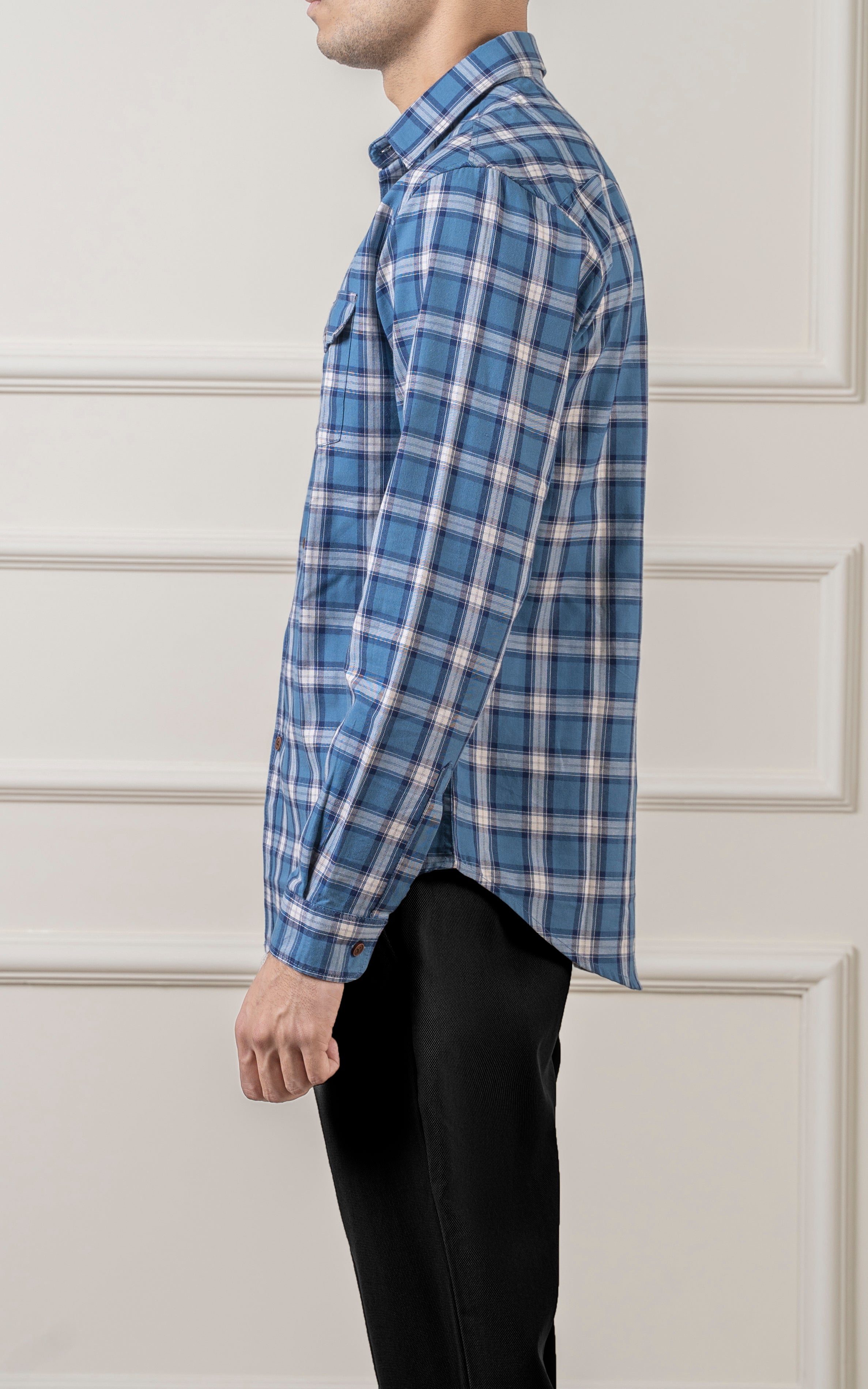 CASUAL SHIRT REGULAR COLLAR BLUE CHECK