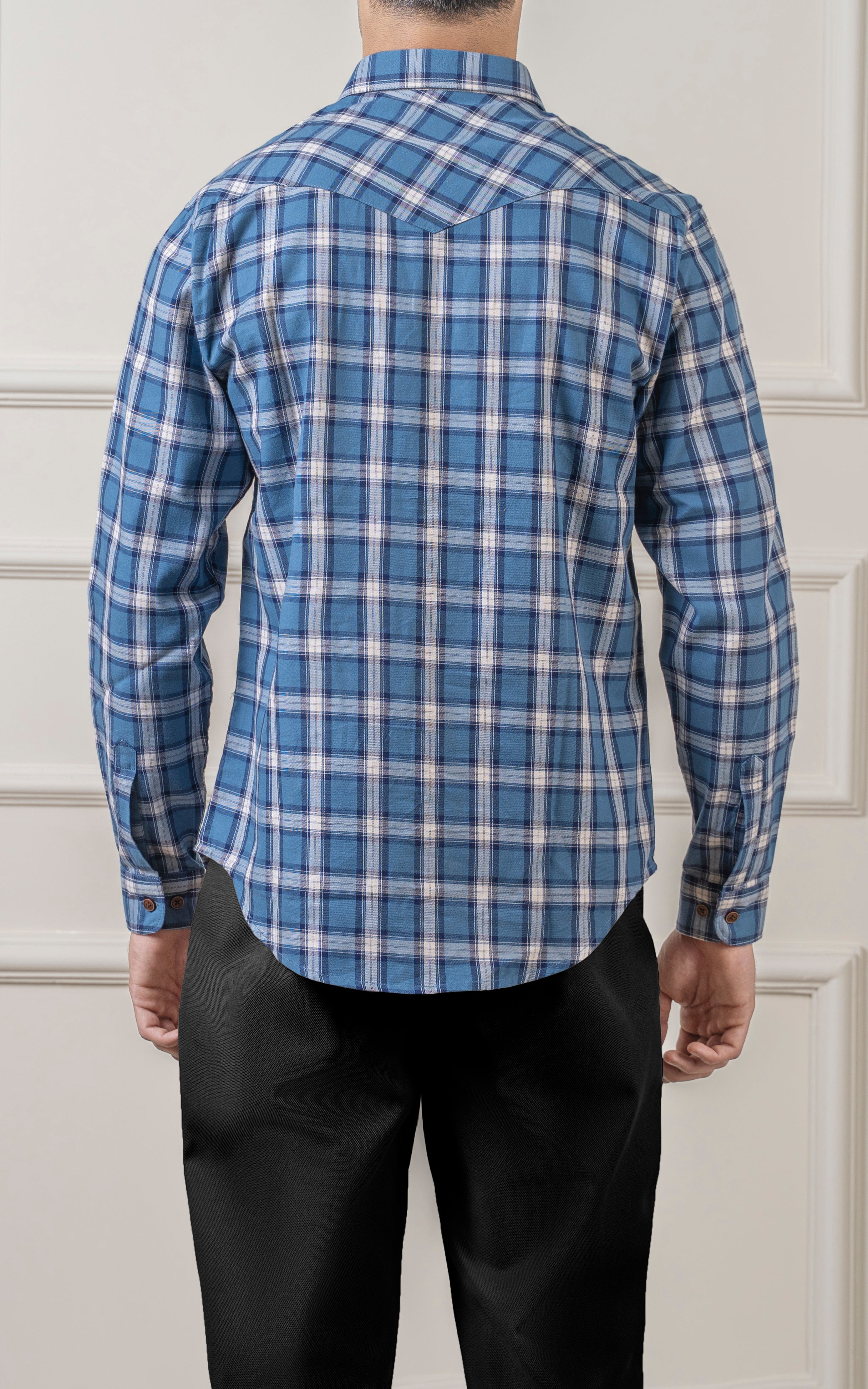 CASUAL SHIRT REGULAR COLLAR BLUE CHECK