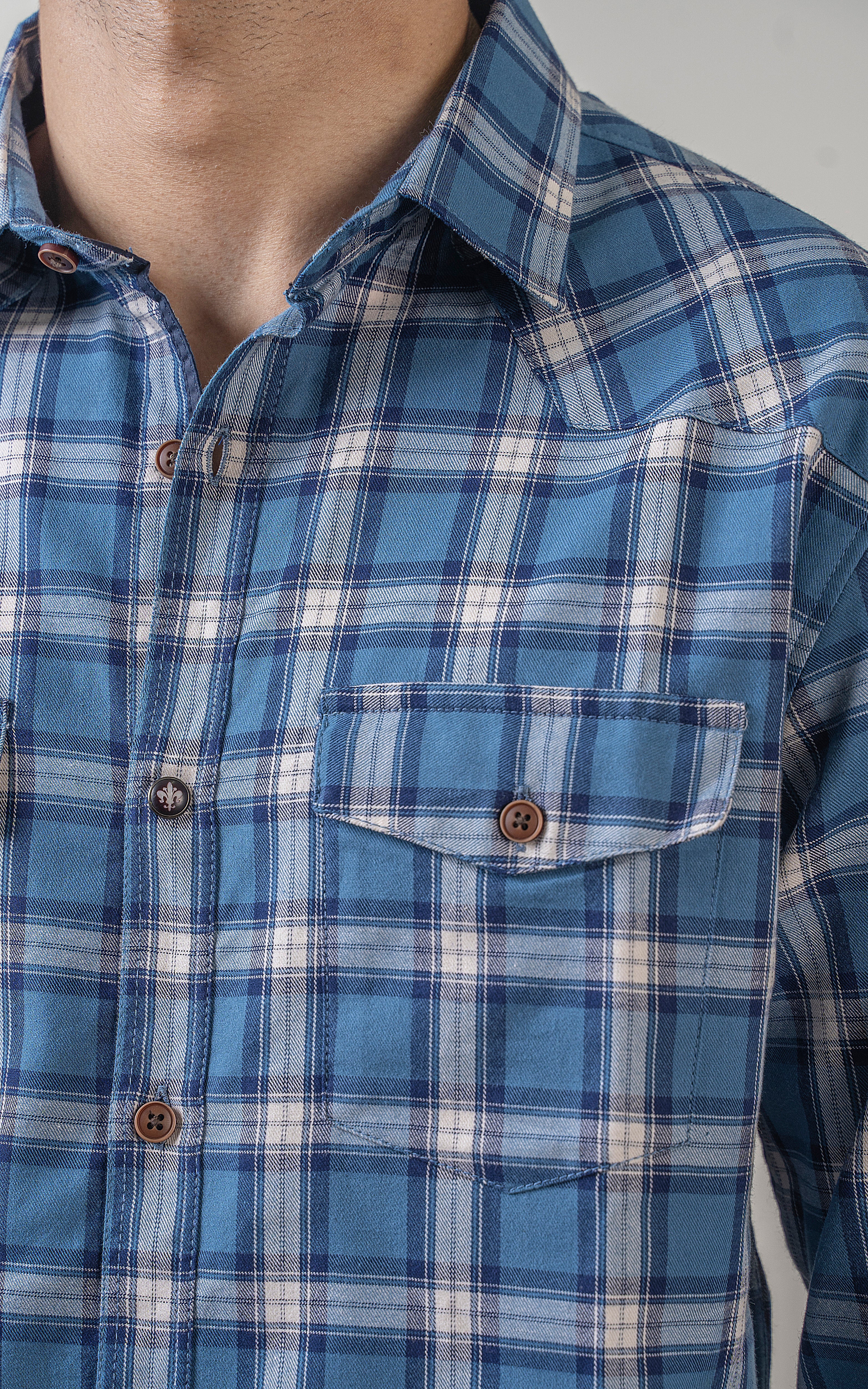 CASUAL SHIRT REGULAR COLLAR BLUE CHECK