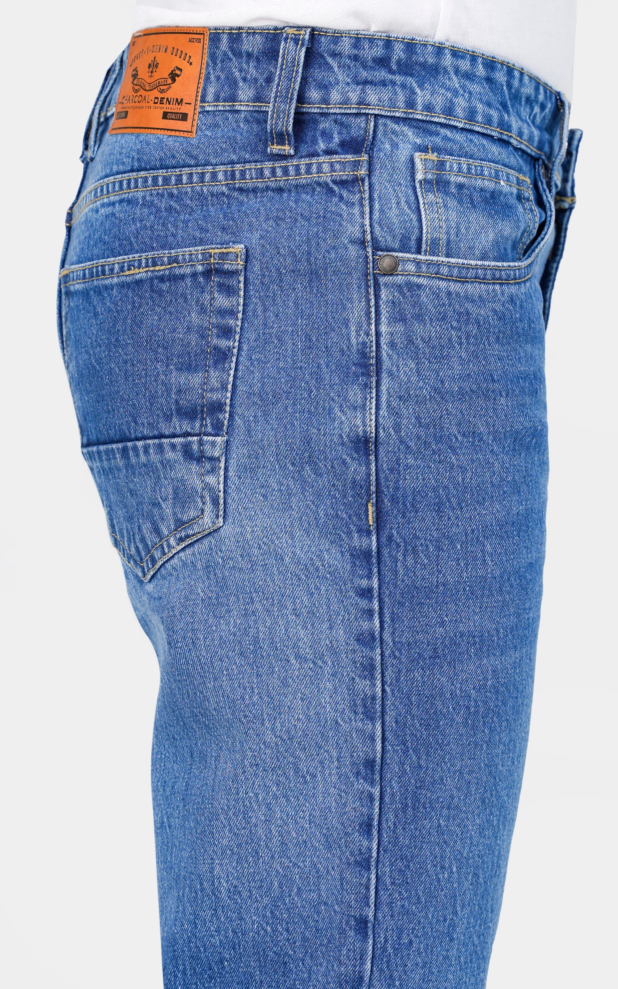 STRAIGHT LEG DENIM JEANS MID BLUE