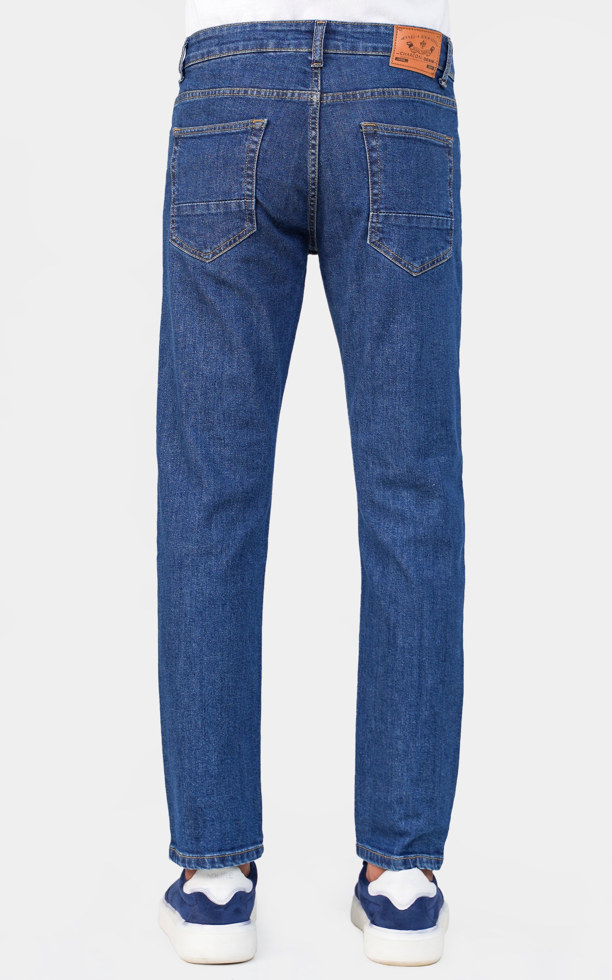 STRAIGHT LEG DENIM JEANS MID BLUE