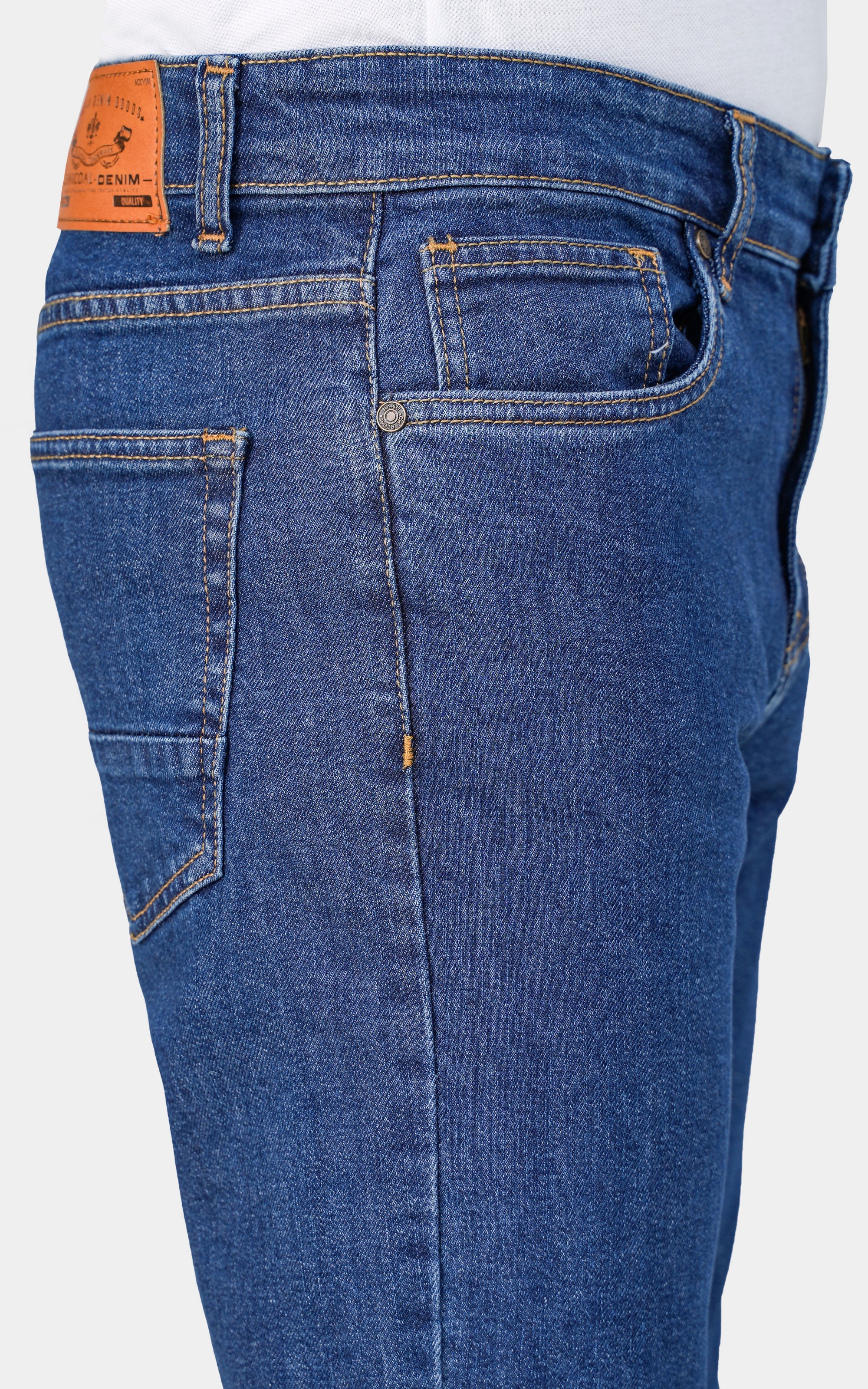 STRAIGHT LEG DENIM JEANS MID BLUE