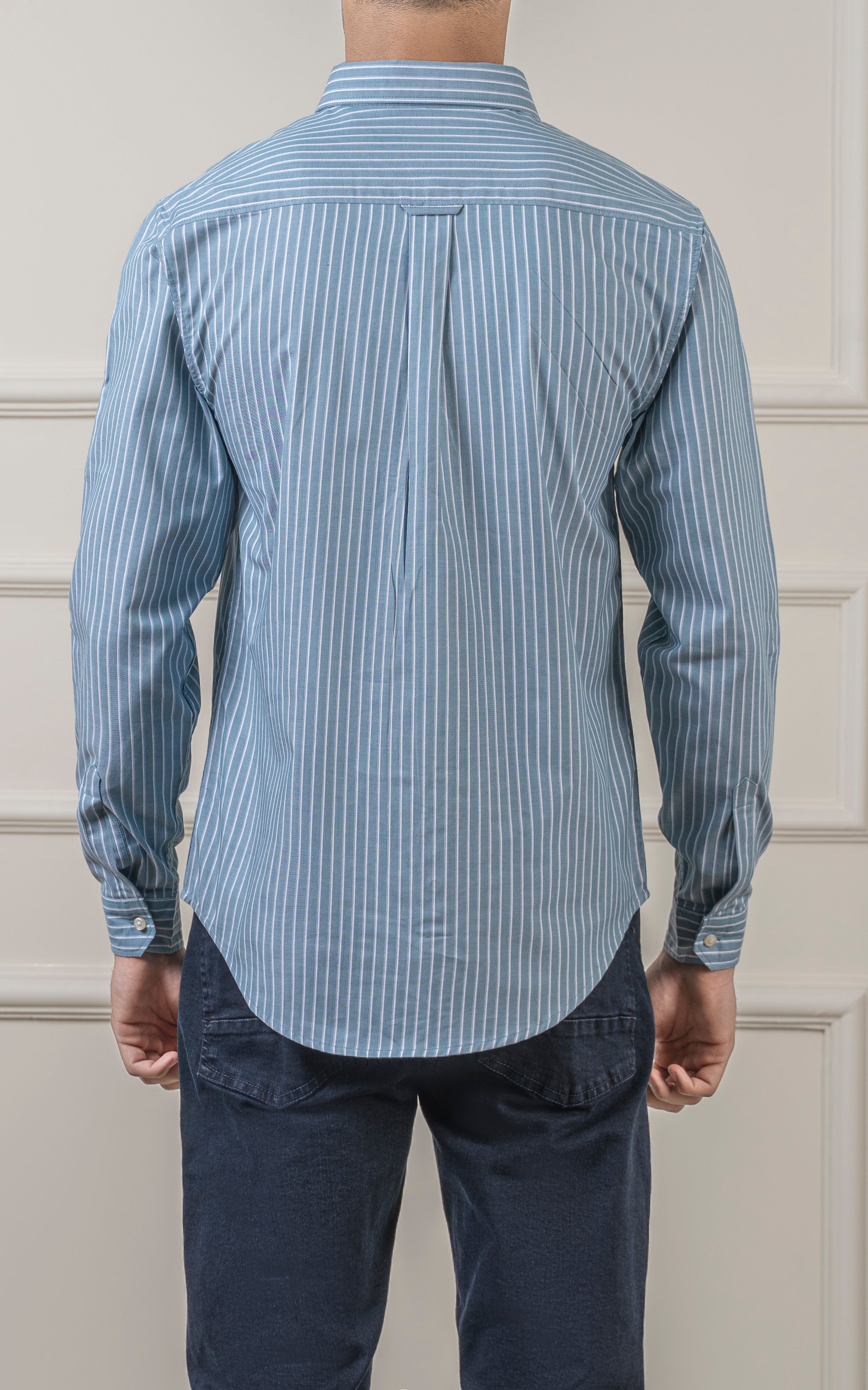 CASUAL SHIRT BUTTON DOWN COLLAR SHIRT BLUE WHITE