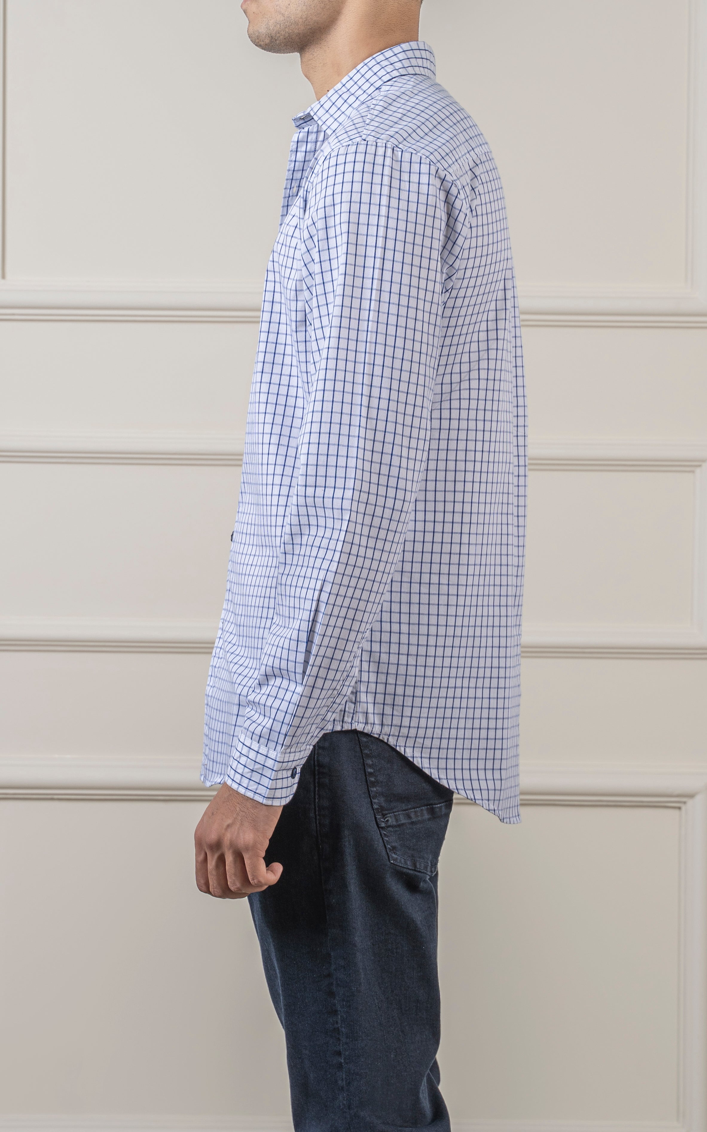 CASUAL SHIRT WHITE NAVY CHECK