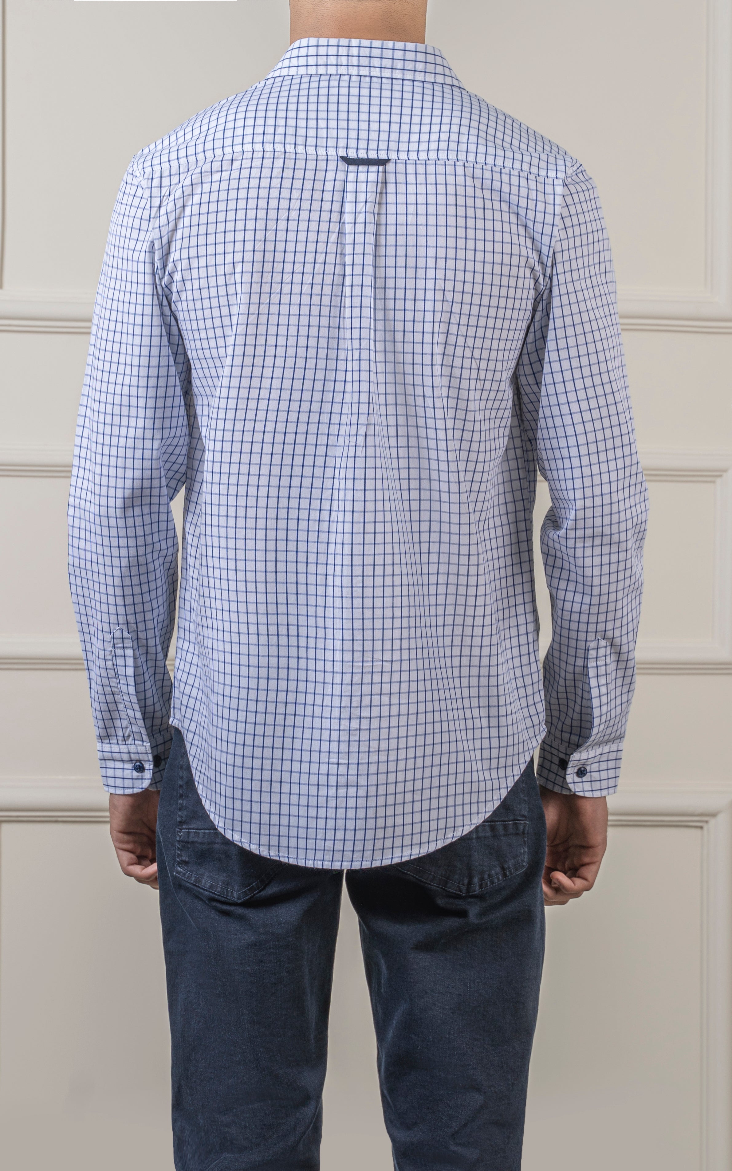 CASUAL SHIRT WHITE NAVY CHECK
