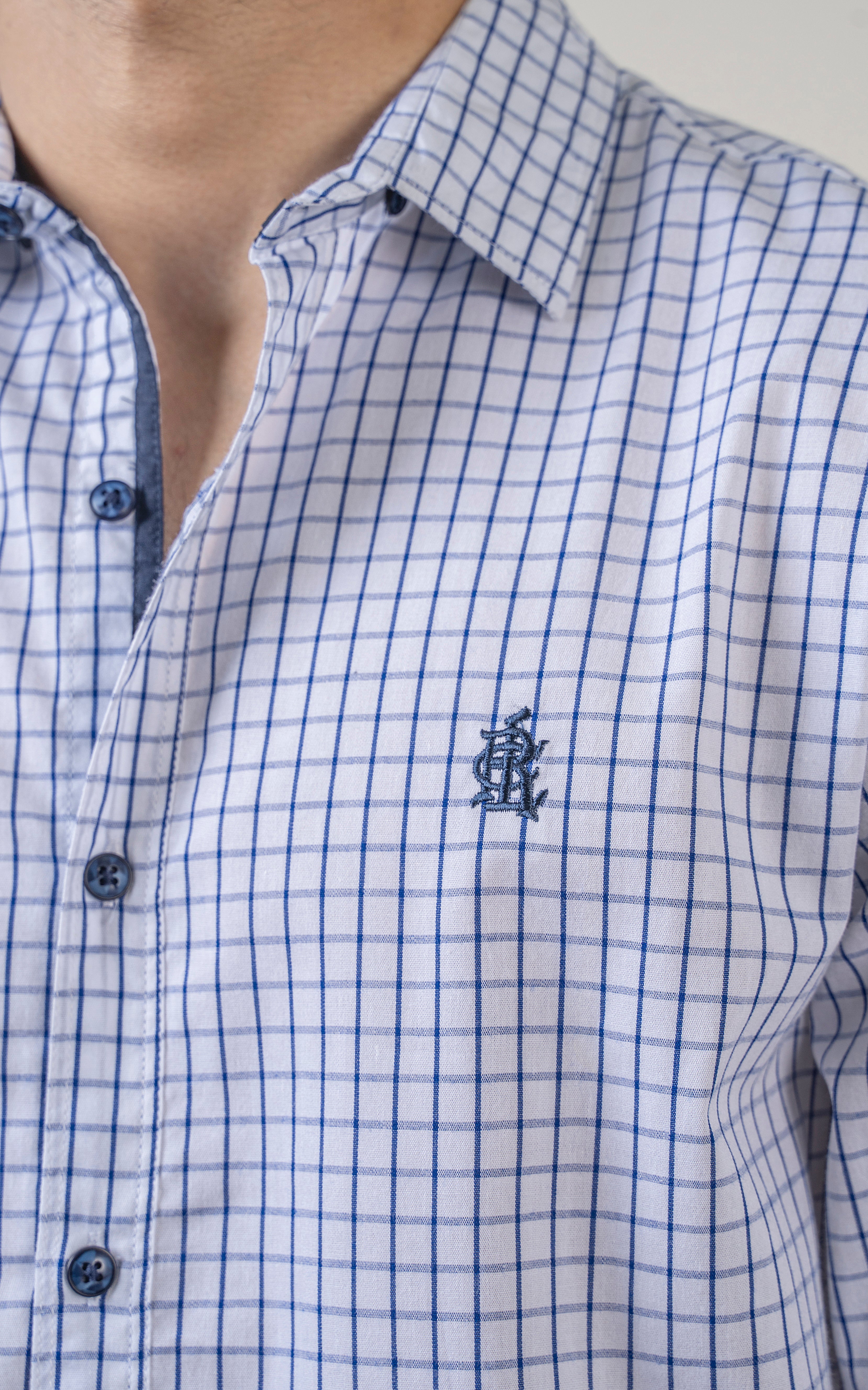 CASUAL SHIRT WHITE NAVY CHECK
