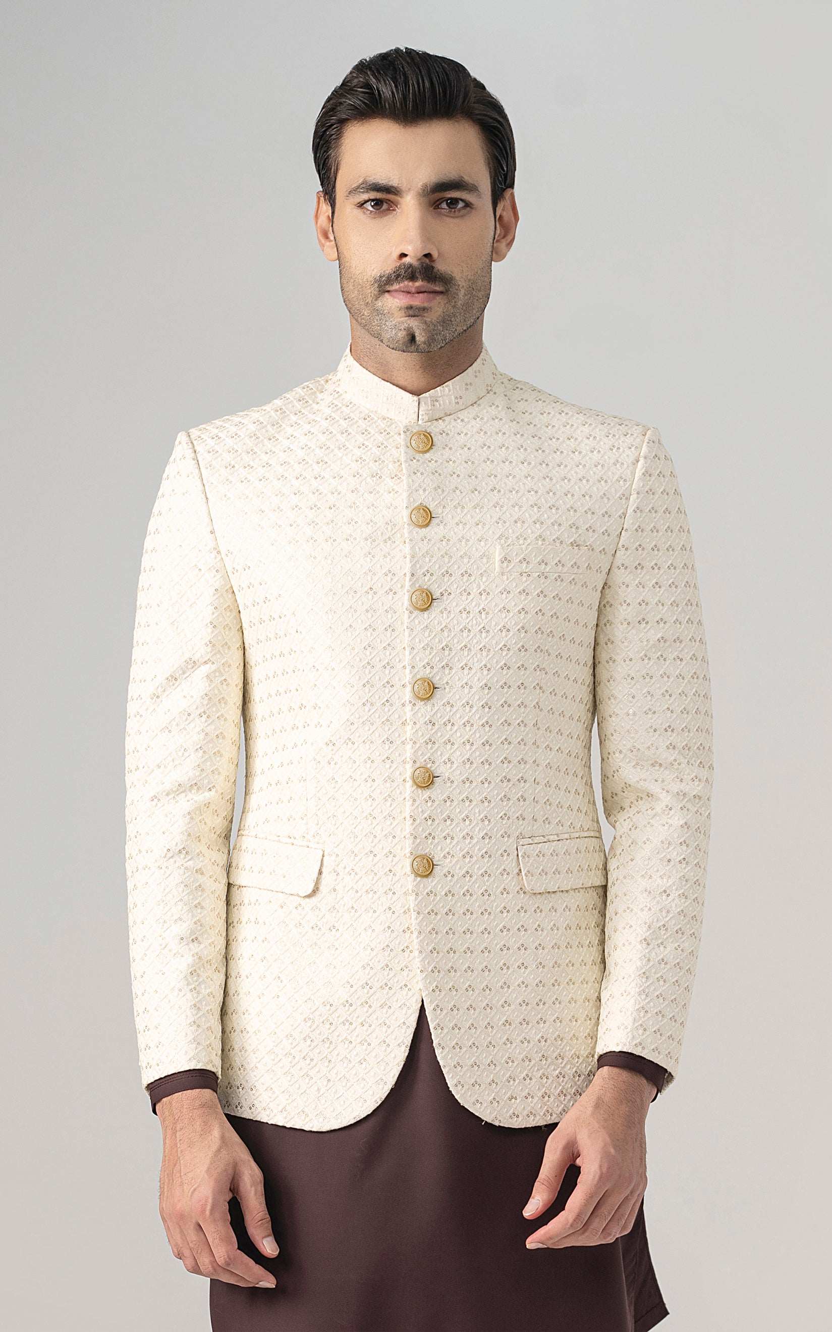 Shop Embroidered Prince Coat- Festive Collection off White for Men