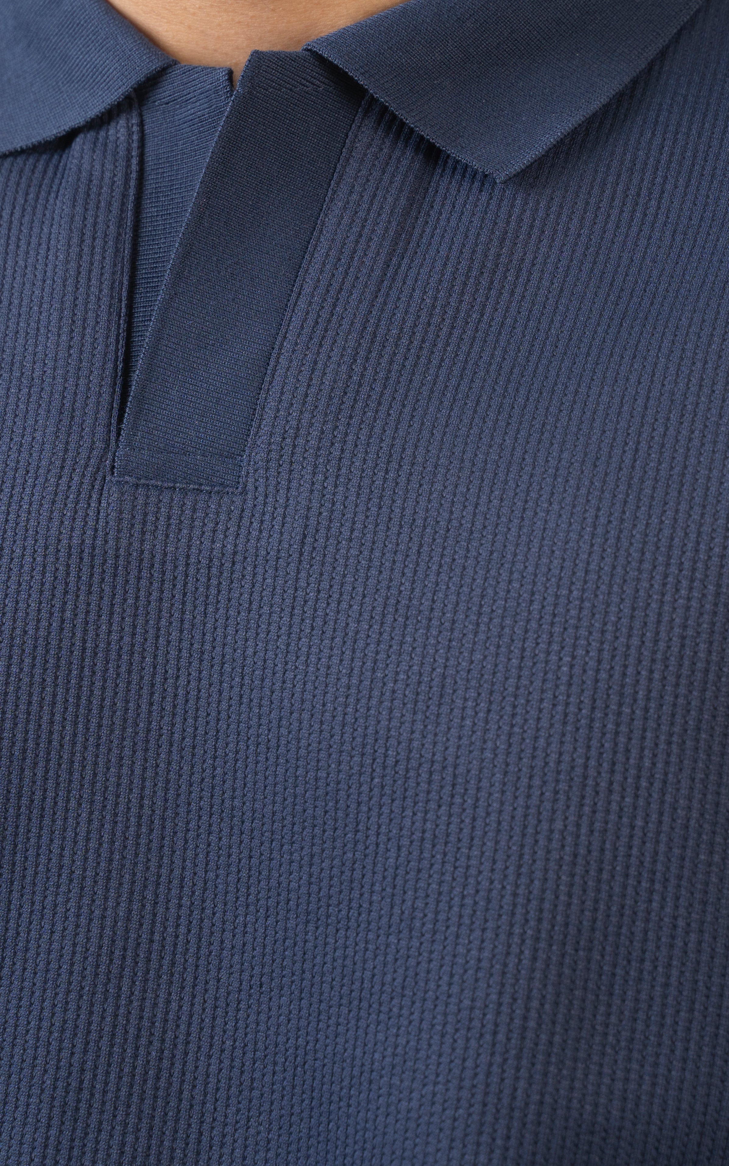 SOLID COLLAR V NECK POLO NAVY