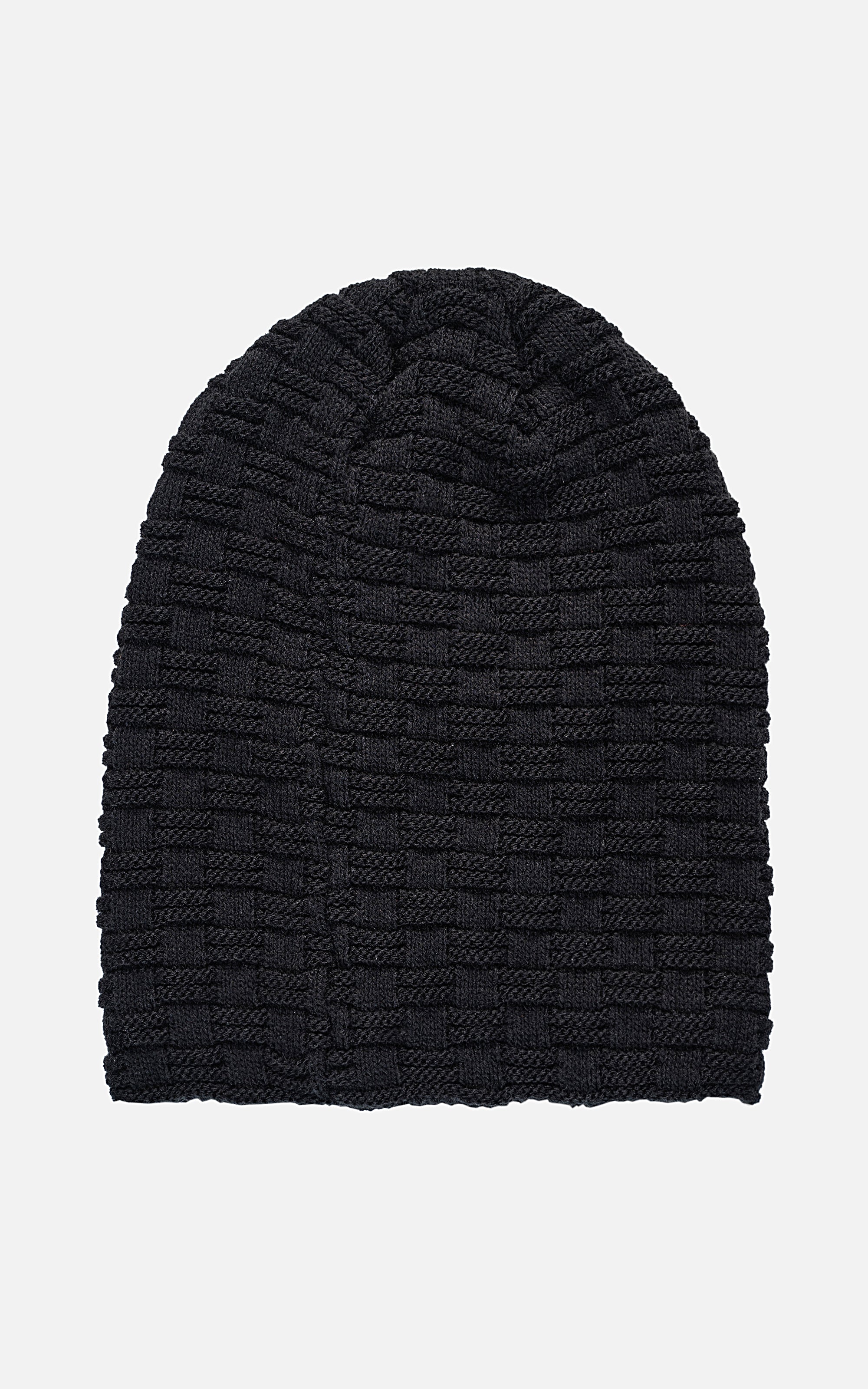 Wool cap, dark knit beanie with ribbed texture and folded cuff