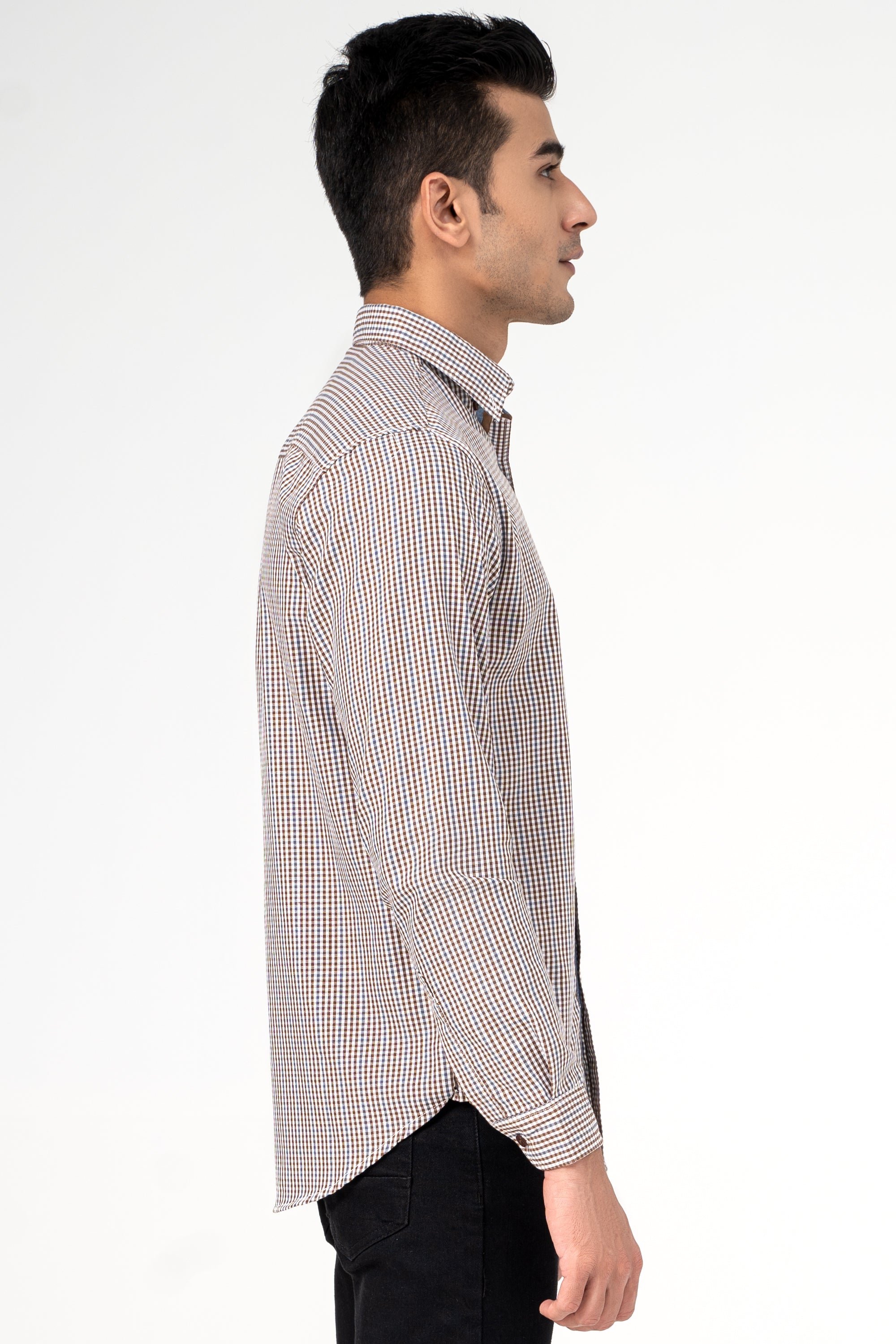 CASUAL SHIRT BROWN CHECK