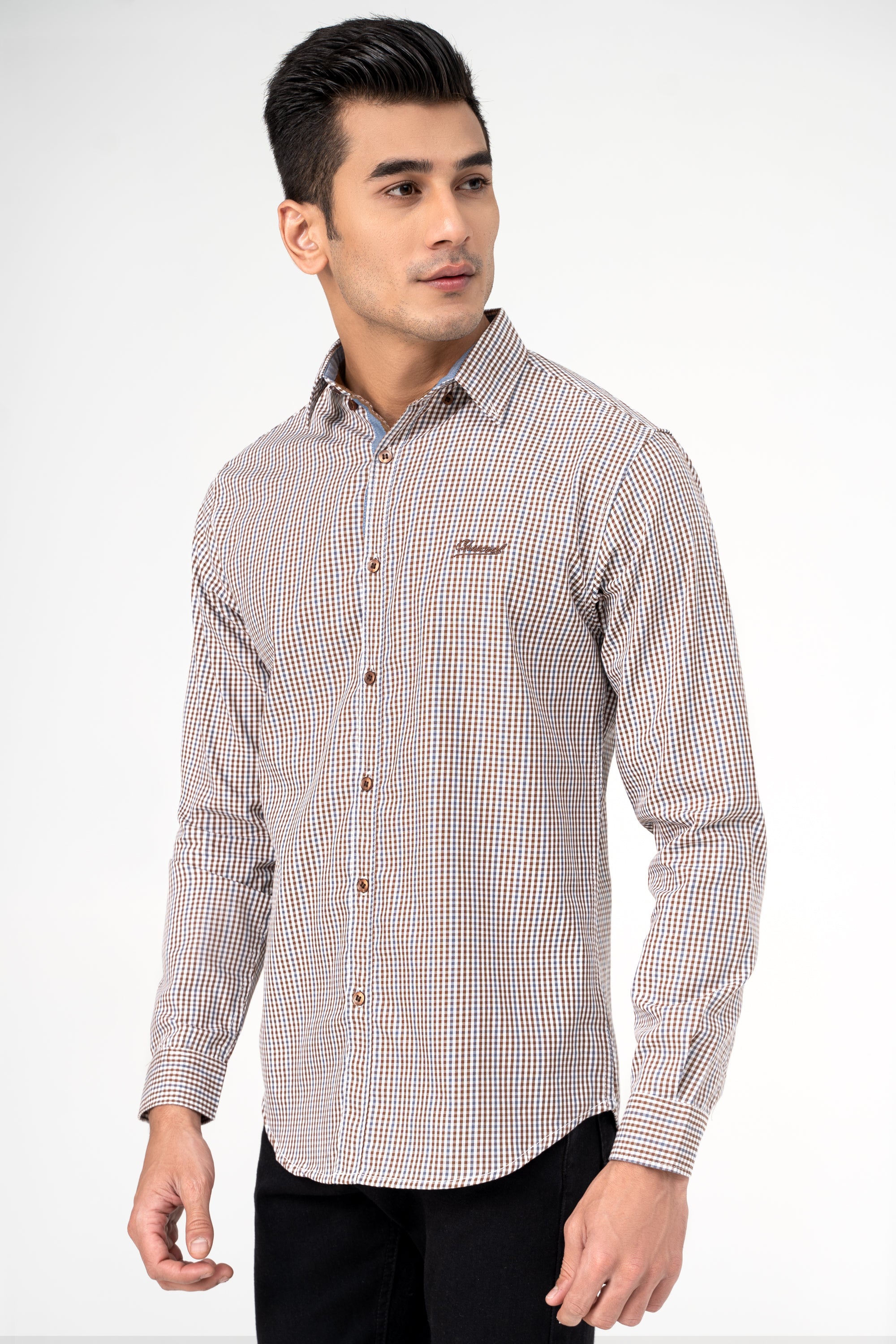 CASUAL SHIRT BROWN CHECK