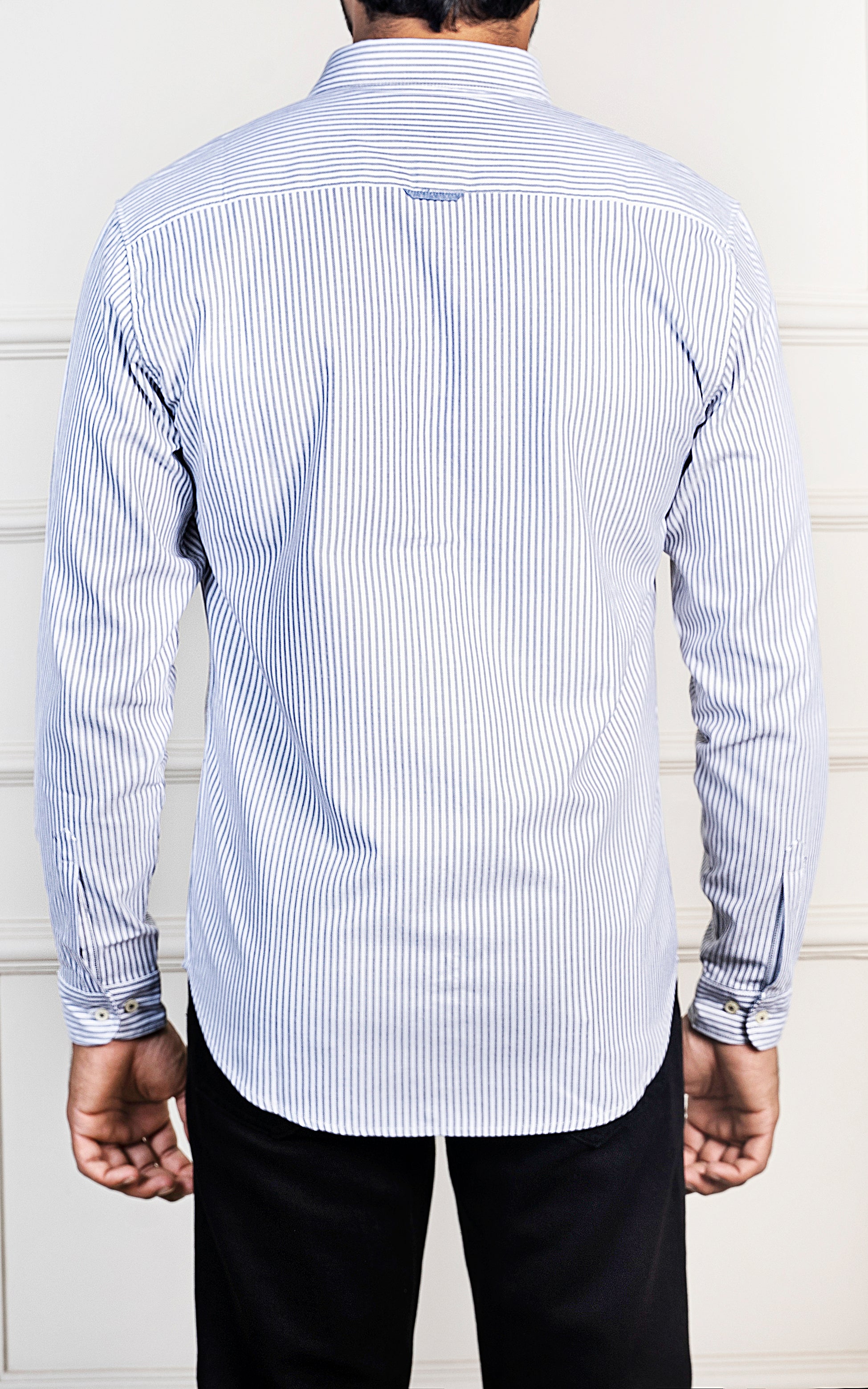 CASUAL SHIRT BUTTON DOWN COLLAR GREEN STRIPED