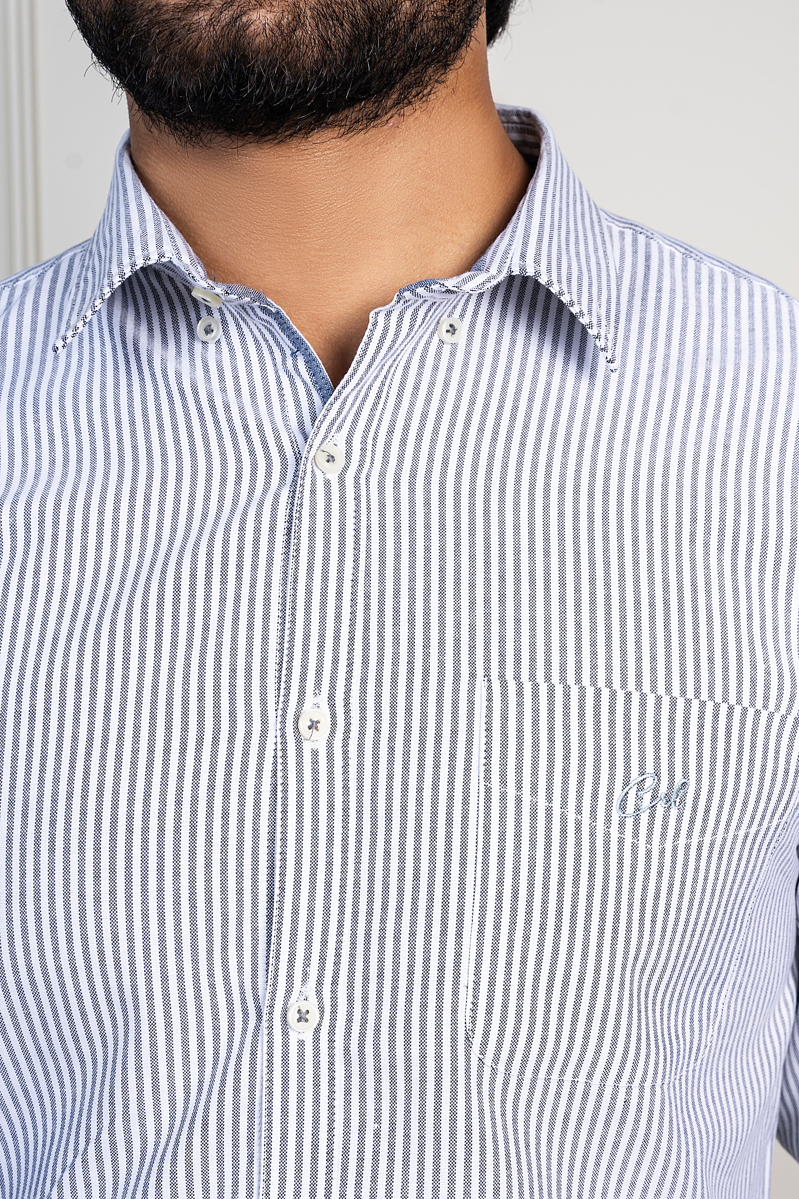 CASUAL SHIRT BUTTON DOWN COLLAR GREEN STRIPED