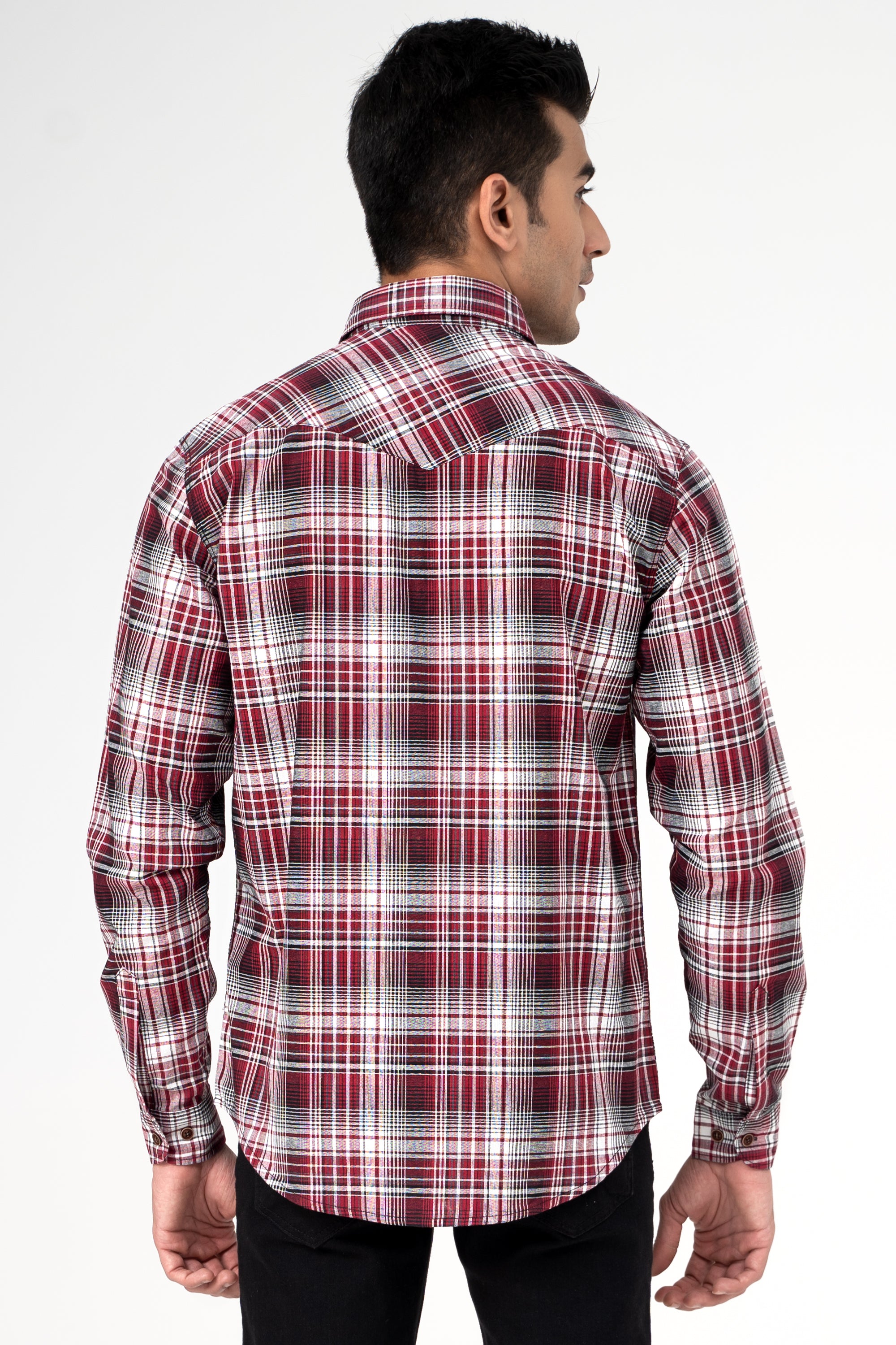 CASUAL SHIRT MAROON CHECK