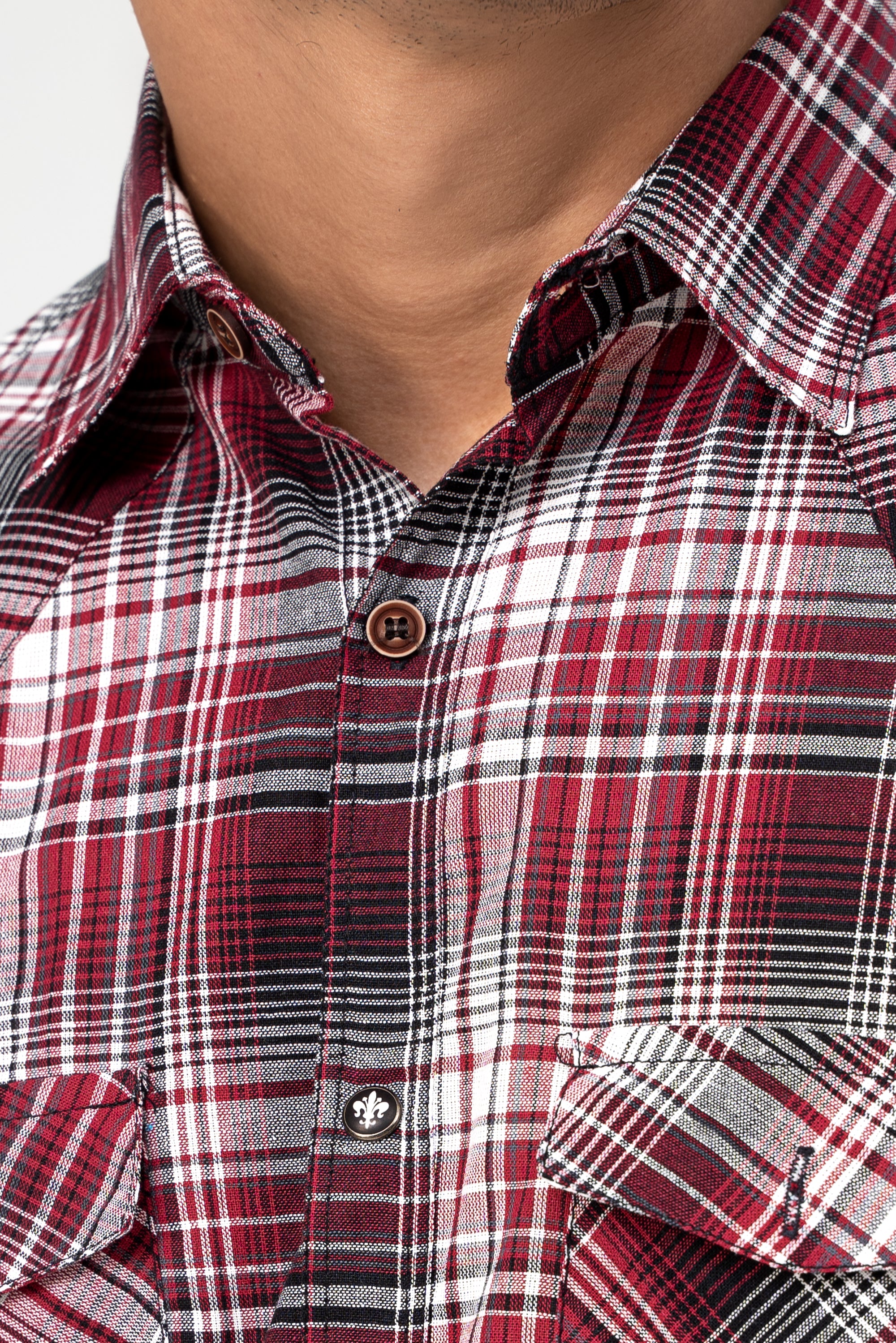 CASUAL SHIRT MAROON CHECK